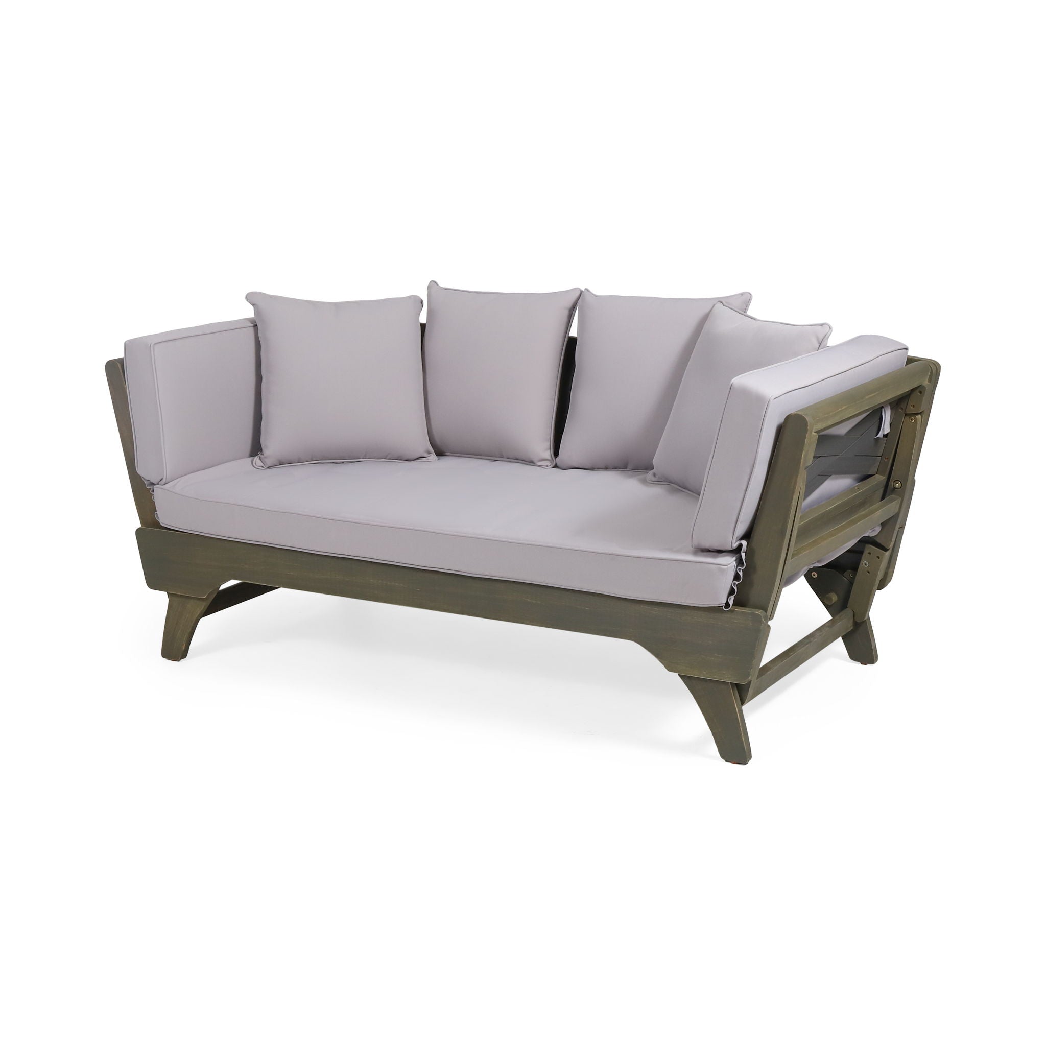 Outdoor Acacia Wood Expandable Daybed With Cushions