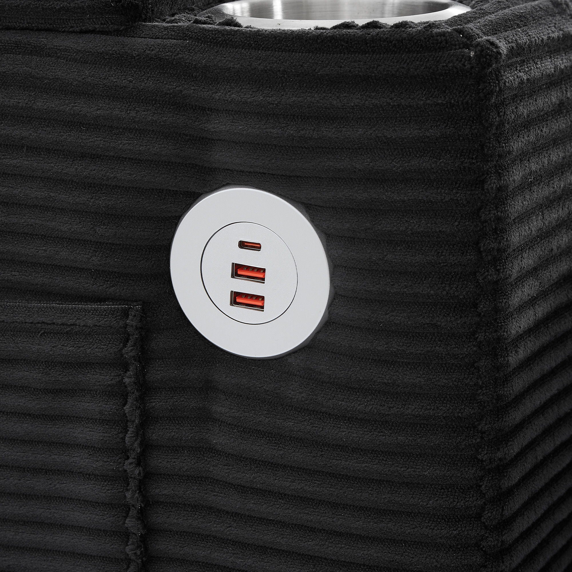 U Shaped Sectional Sofa Bed With Storage Chaise Lounges, USB Ports, And Cup Holders