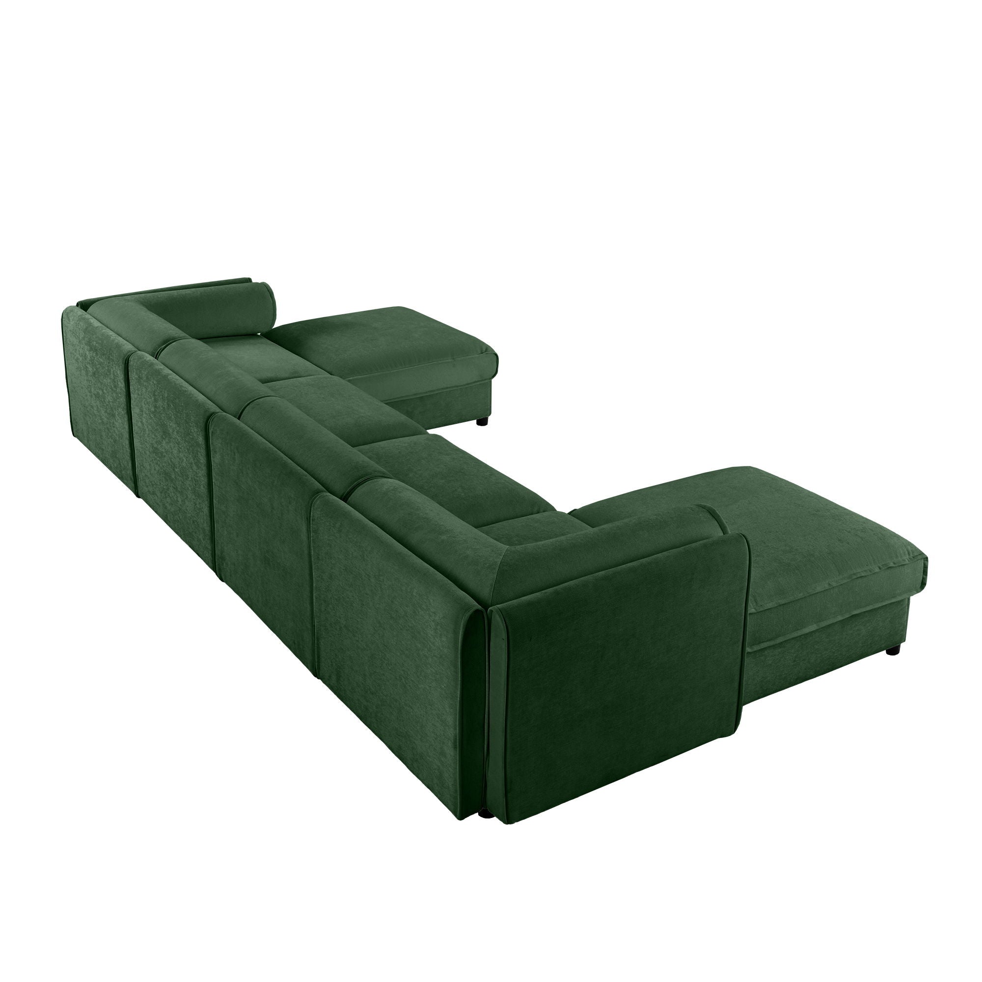 Contemporary Elegant White Chenille Sofa With Storage And Ottoman