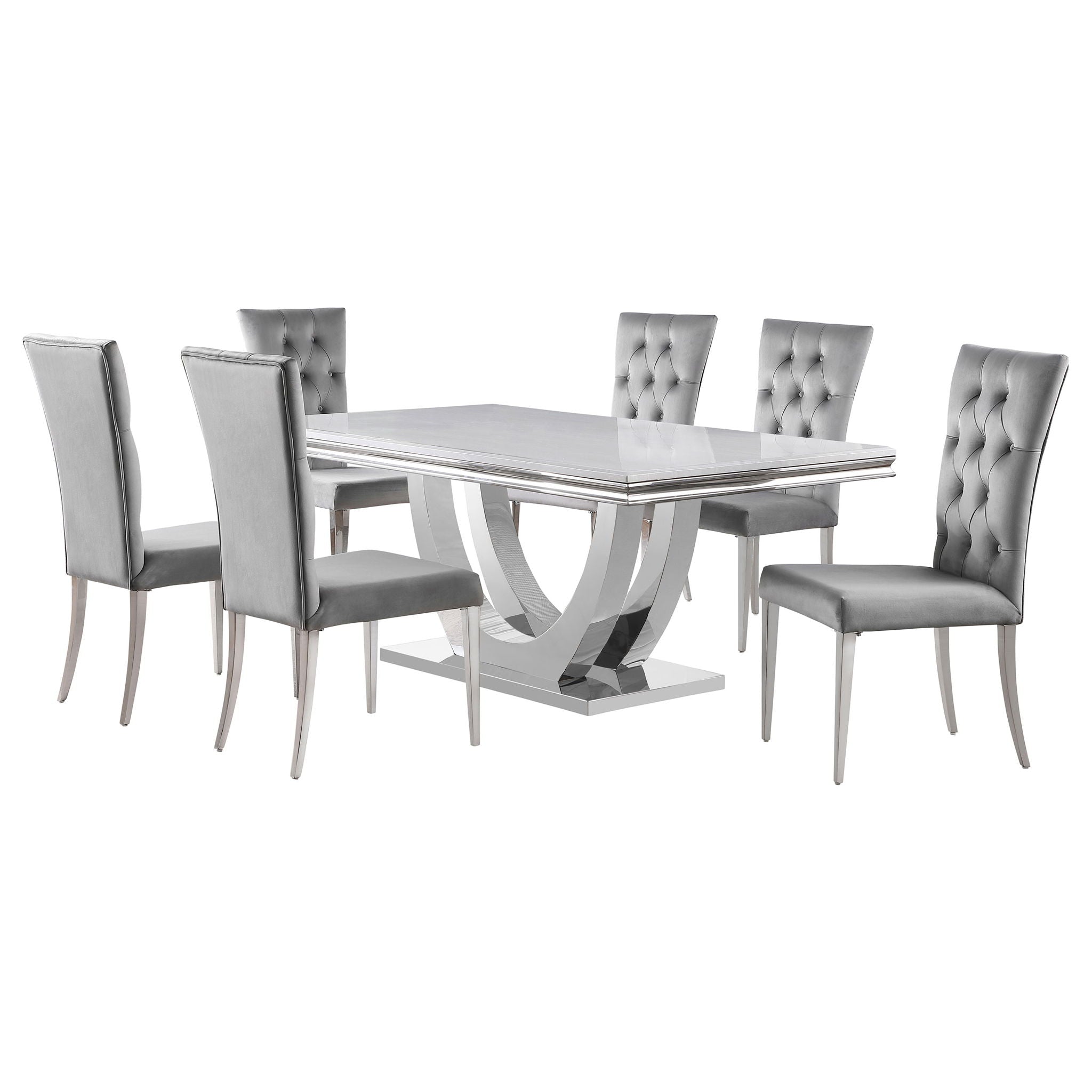 Kerw - 7 Piece Rectangular Dining Table Set - Gray