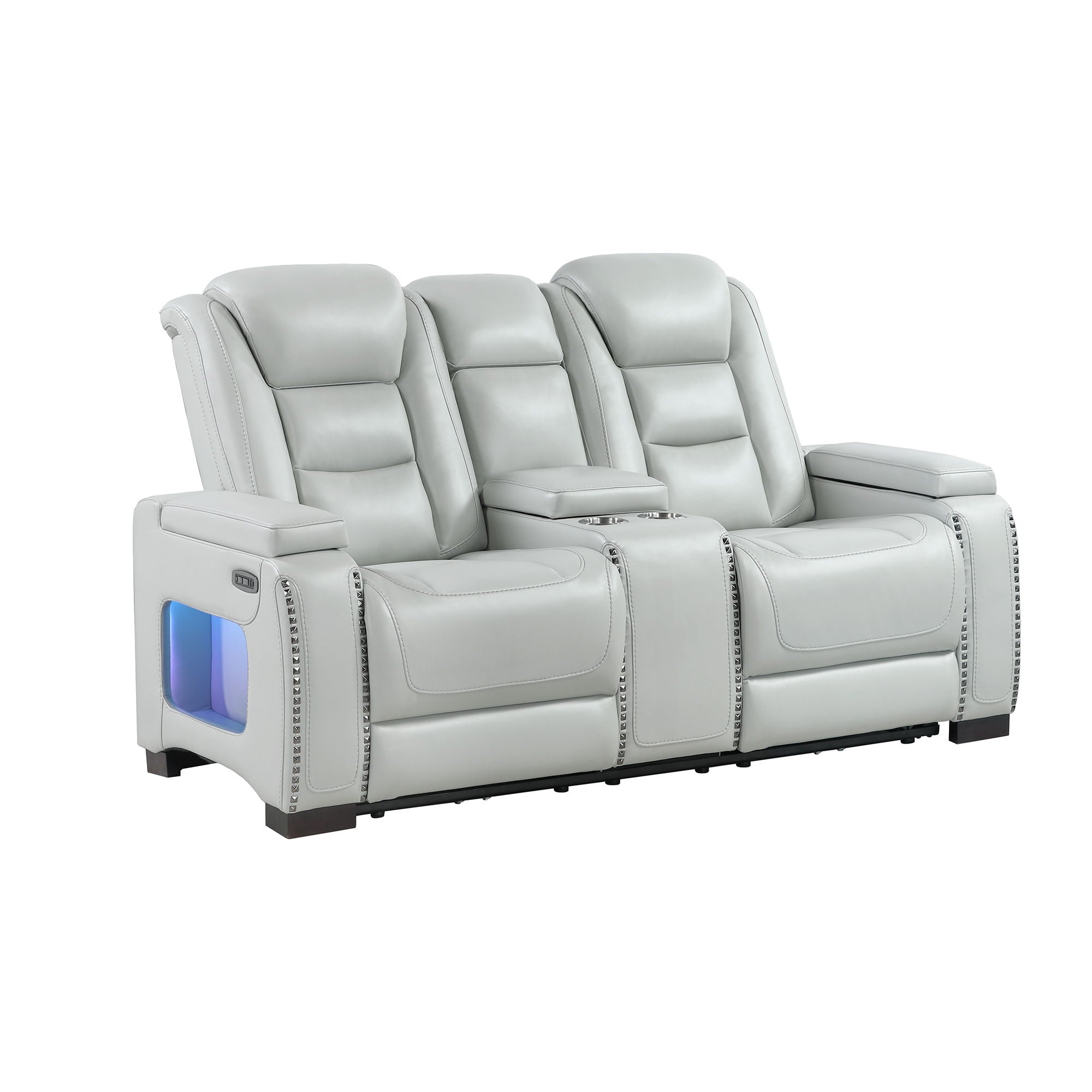Reclining Power Set, USB, LED, Bookshelf Arms, And Drop Down Table