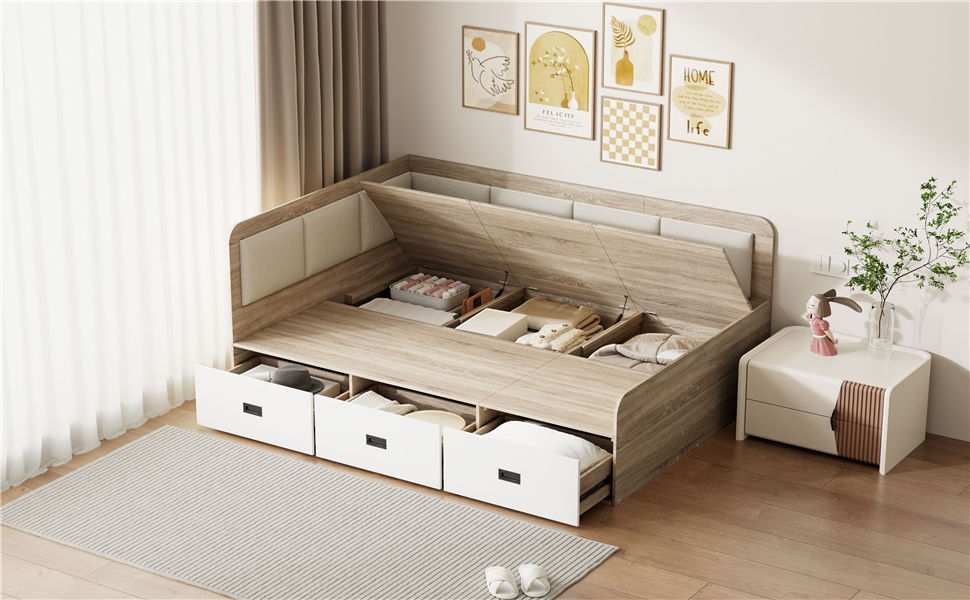 Daybed With 3 Drawers And 3 Storage Compartments