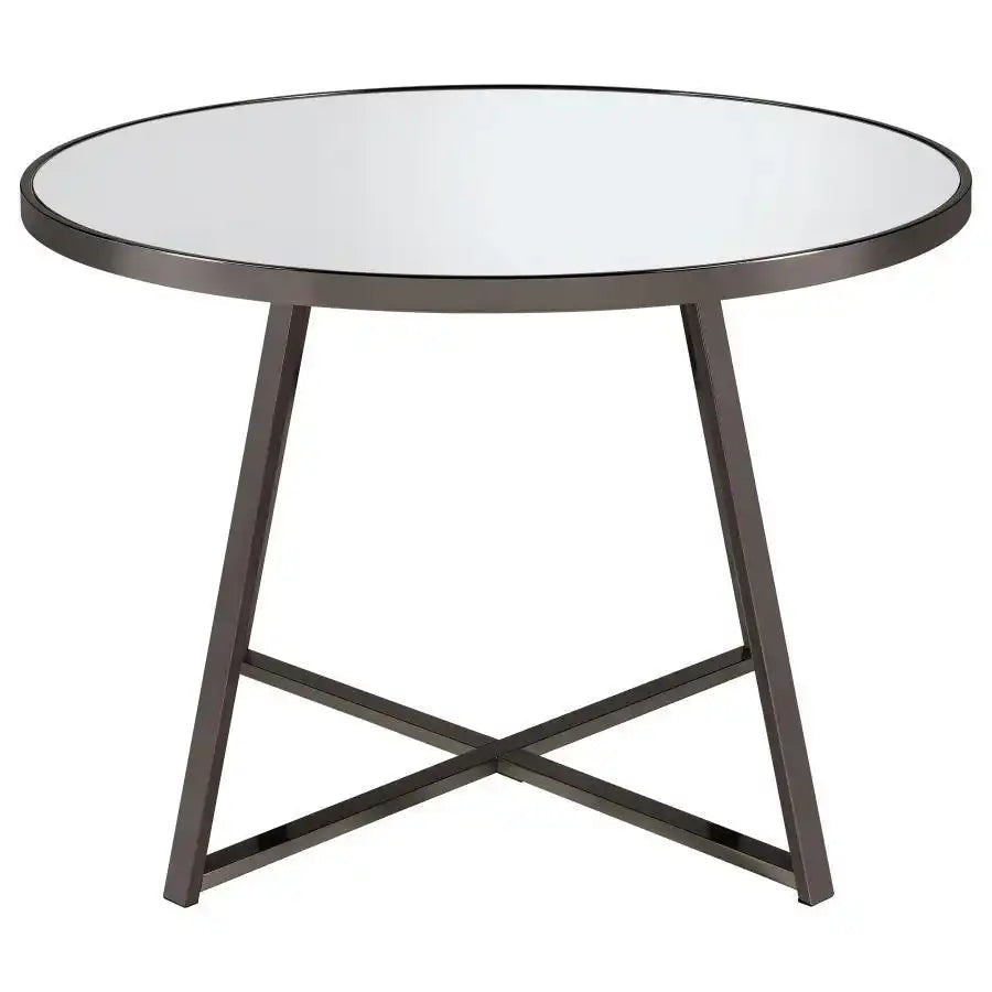 Jillian - 5 Piece Round Mirror Top Dining Set - Black Nickel