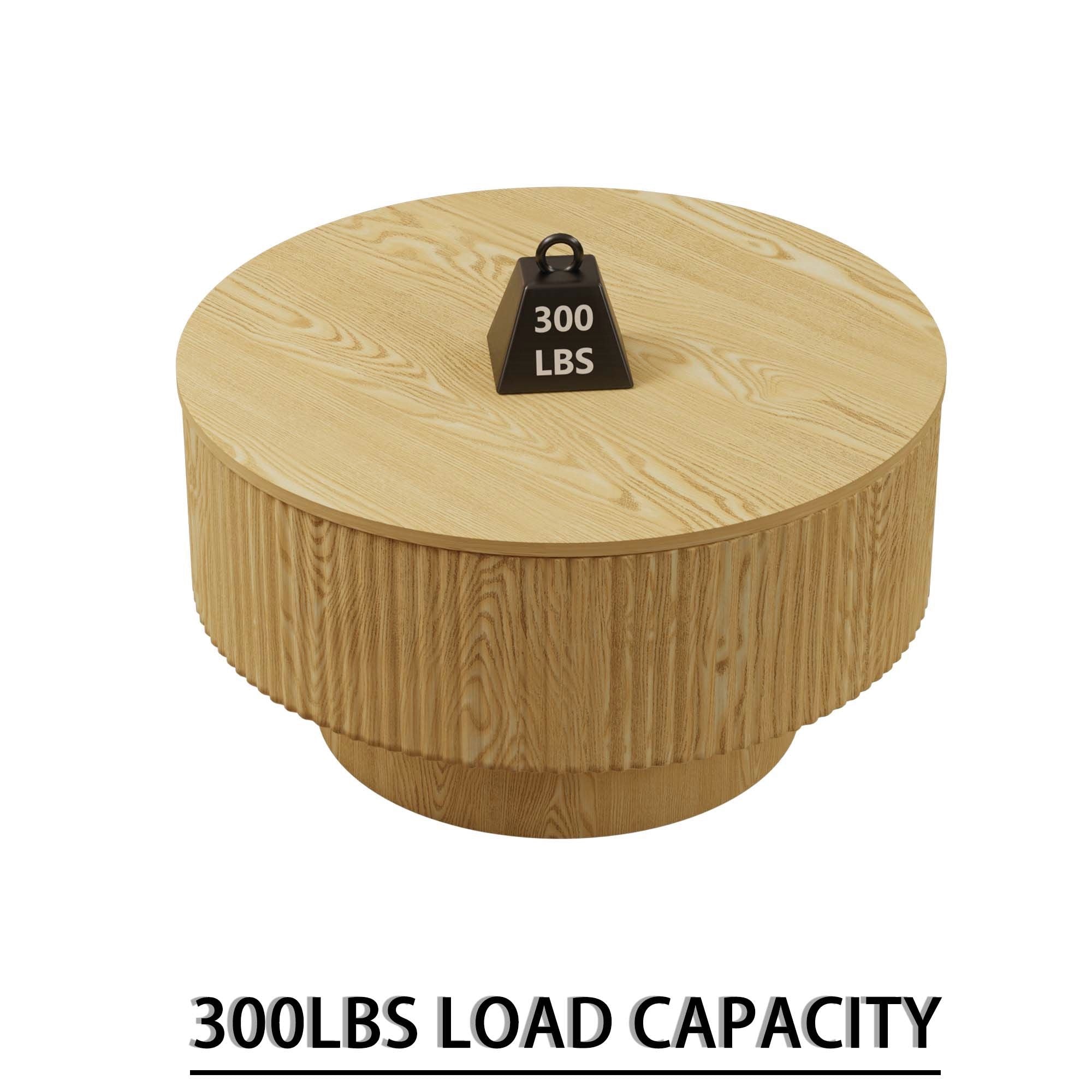 Modern Circular Coffee Table With Stripe Design And Storage Space