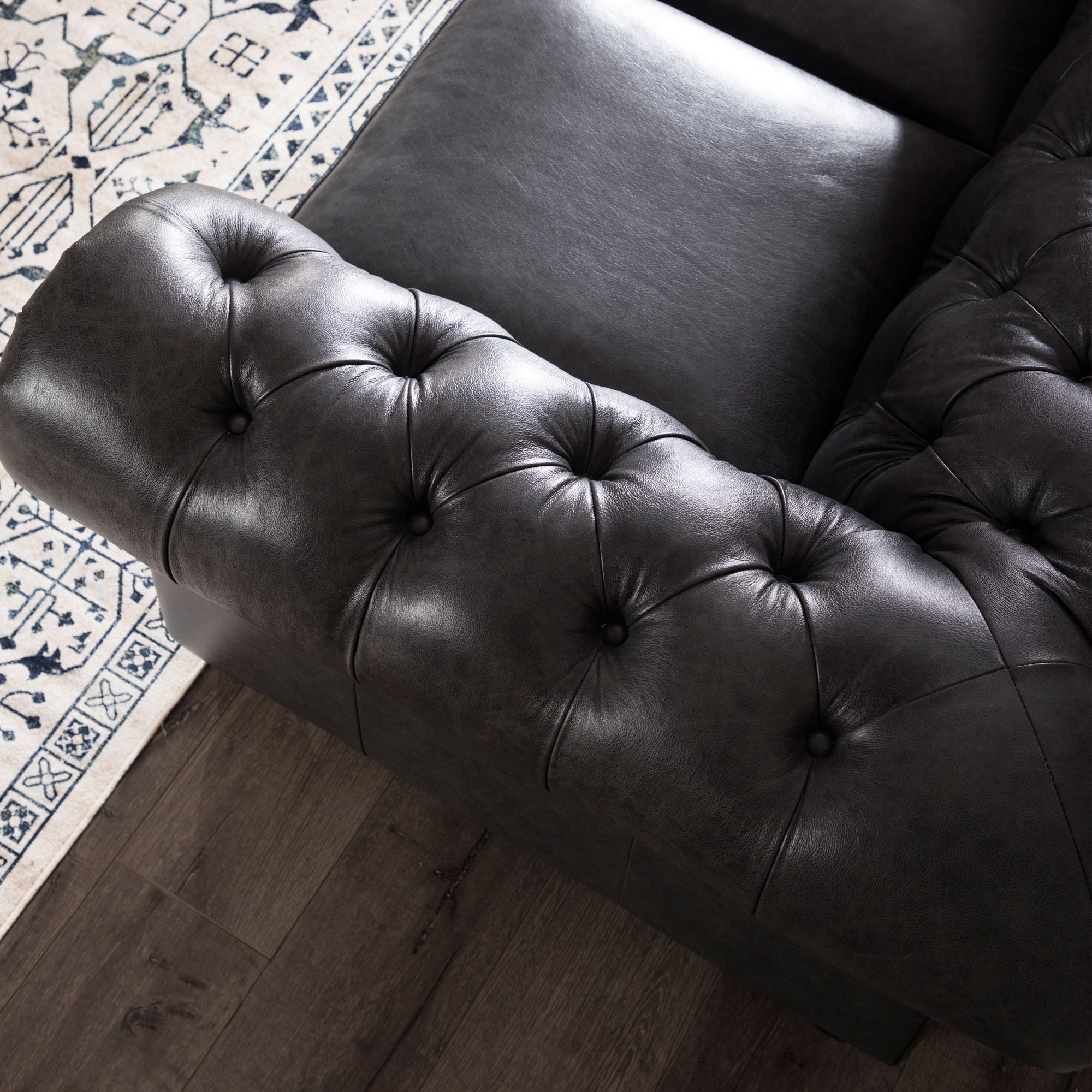 Traditional Tufted Leather Chesterfield Nailhead Sofa - Best Buy Furniture