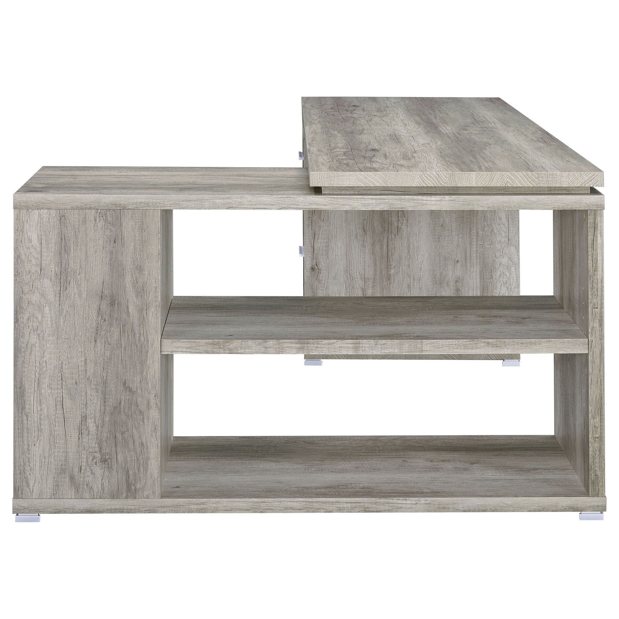 Transitional L Shape Computer Desk With Multiple Storage And Built In File Cabinet