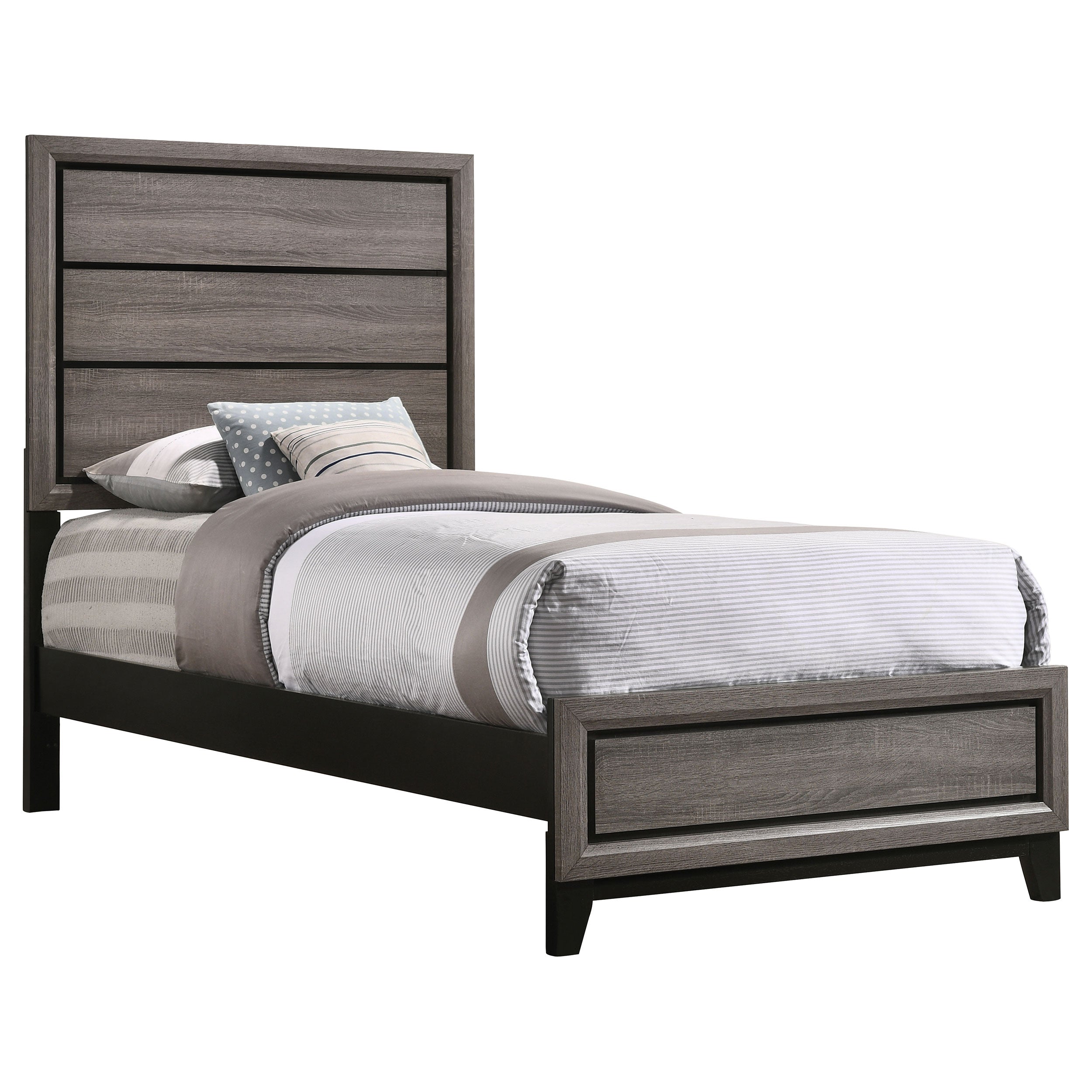 Watson Wood Twin Panel Bed Grey Oak-CoasterEveryday