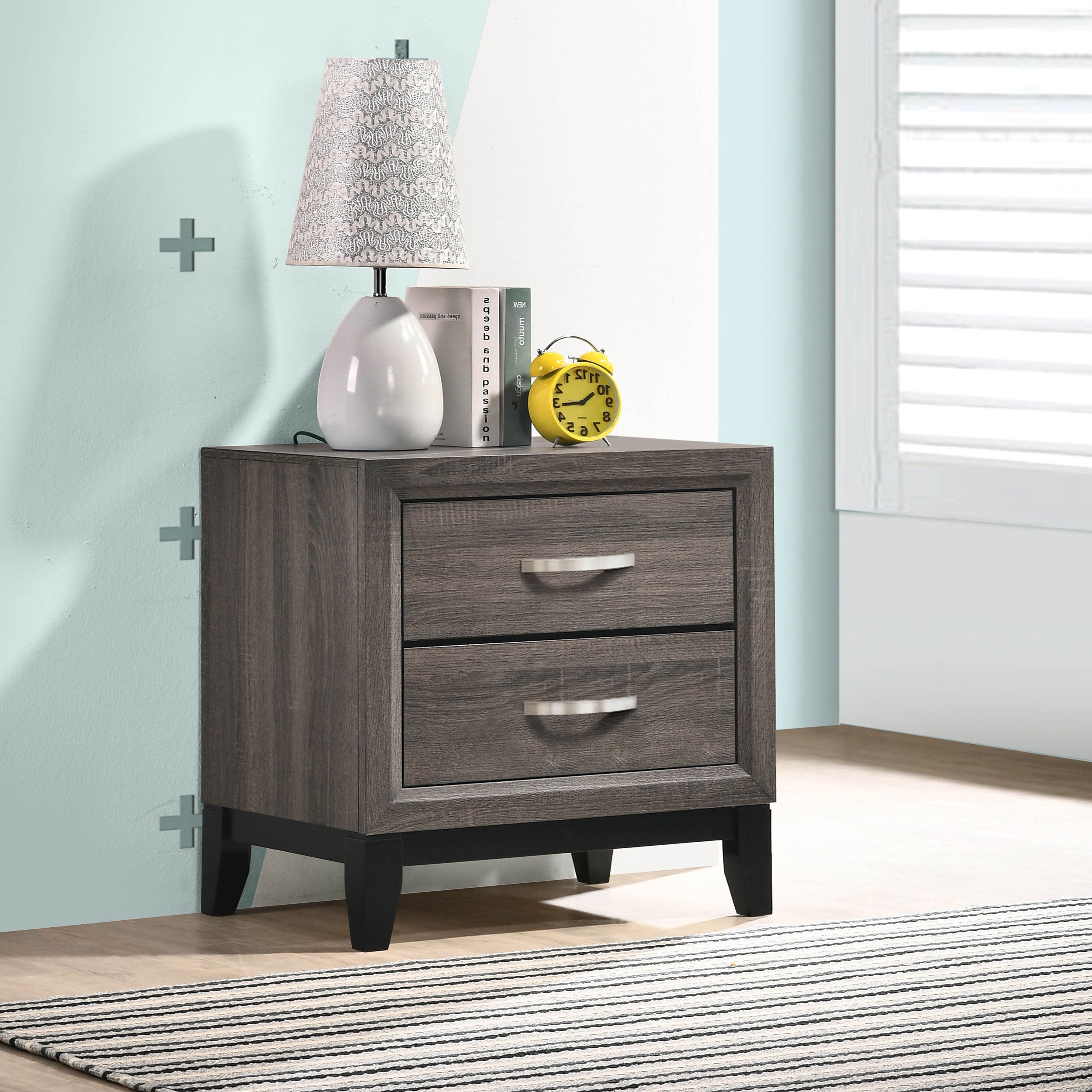 Watson 2-drawer Nightstand Grey Oak-CoasterEveryday