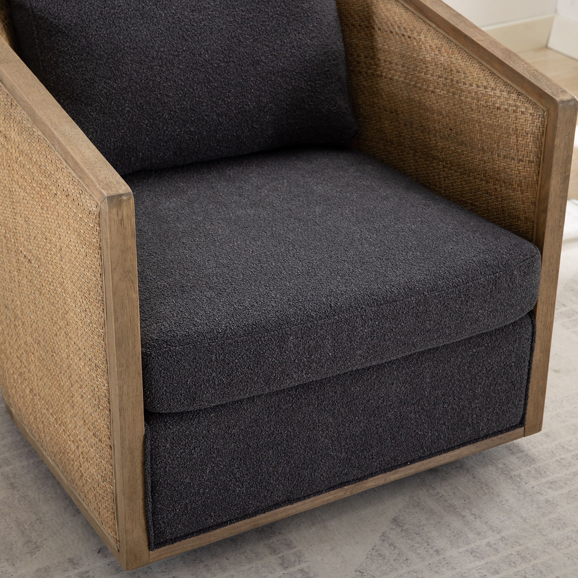 Barrel, Comfy Round Accent Sofa Chair With 360 Degree Swivel, Leisure Arm