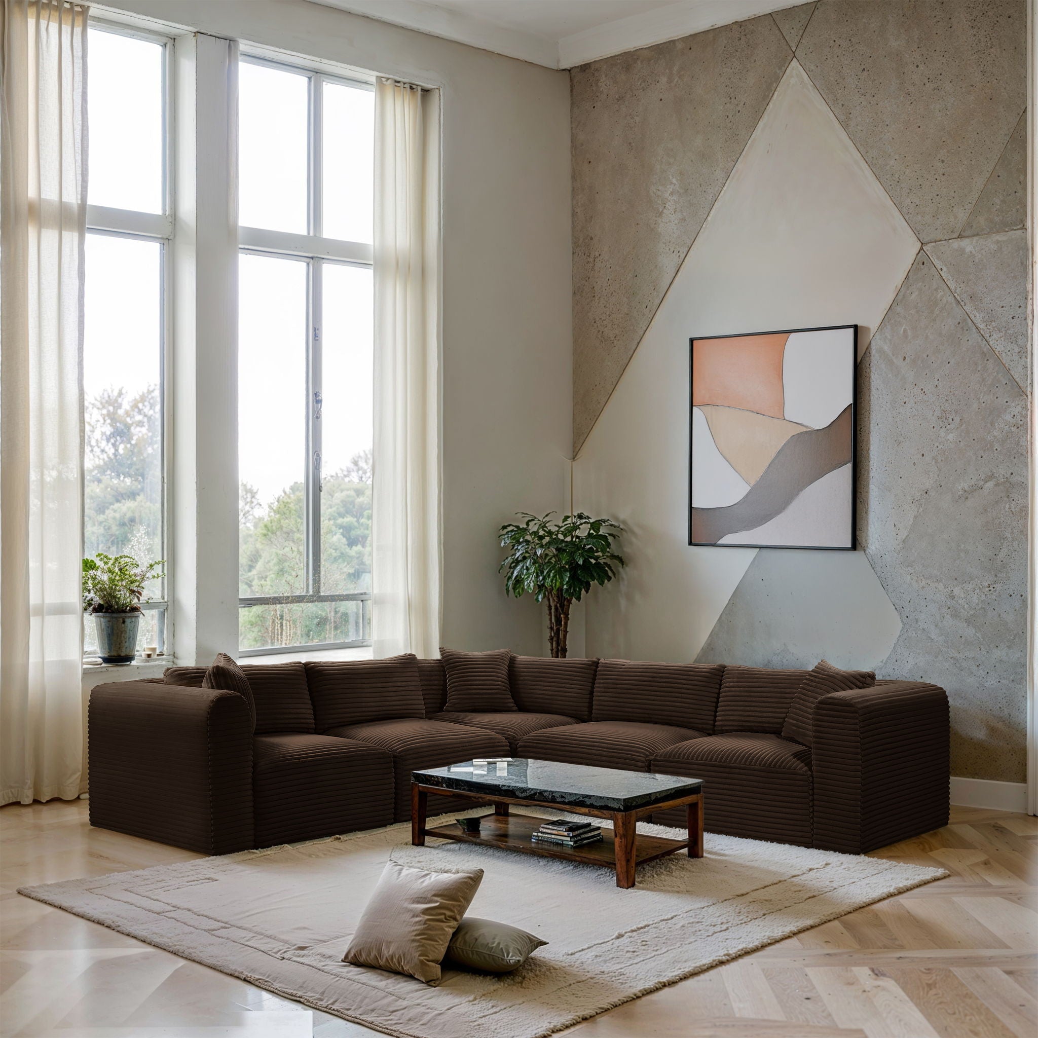 Shaggy - 5 Piece Modular Corner Sectional