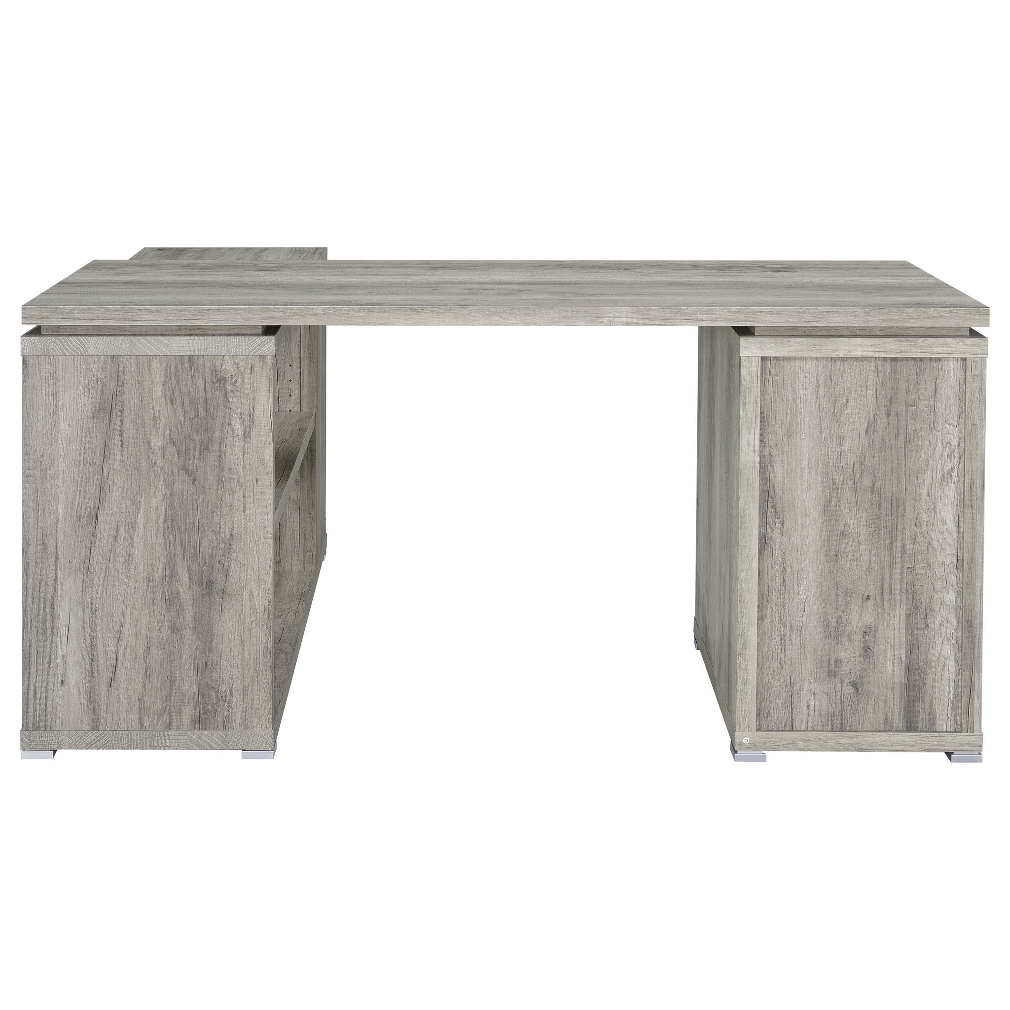 Transitional L Shape Computer Desk With Multiple Storage And Built In File Cabinet