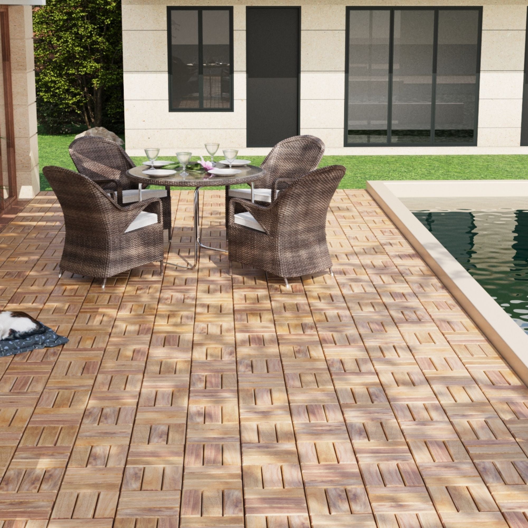 12" X 12" Interlocking Deck Tiles Checker Pattern