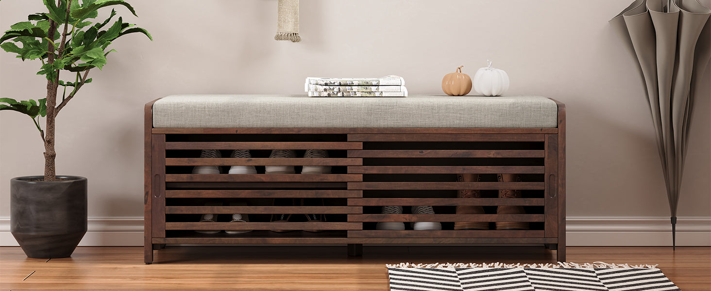 Shoe Bench with Storage and Cushion (Espresso) - Best Buy Furniture