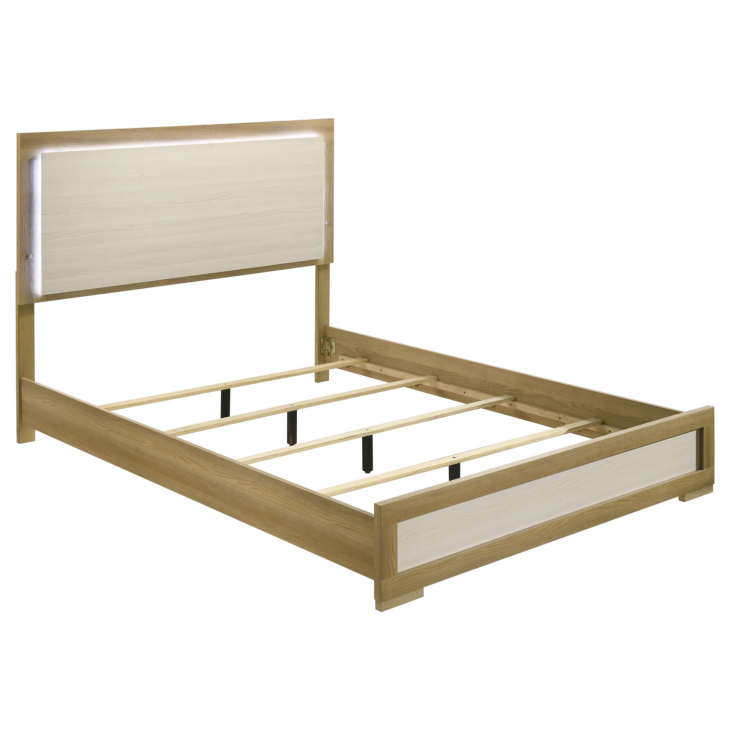Hyland Wood Queen LED Panel Bed Natural and White-