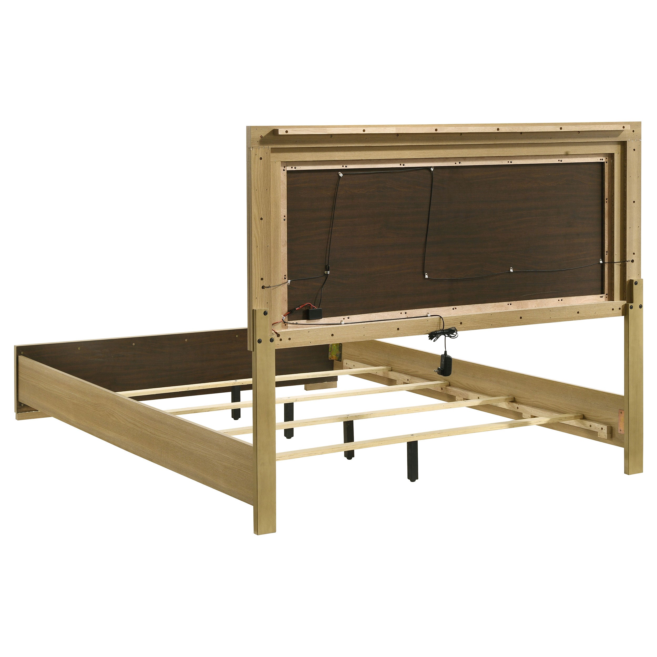 Hyland Wood Queen LED Panel Bed Natural and White-