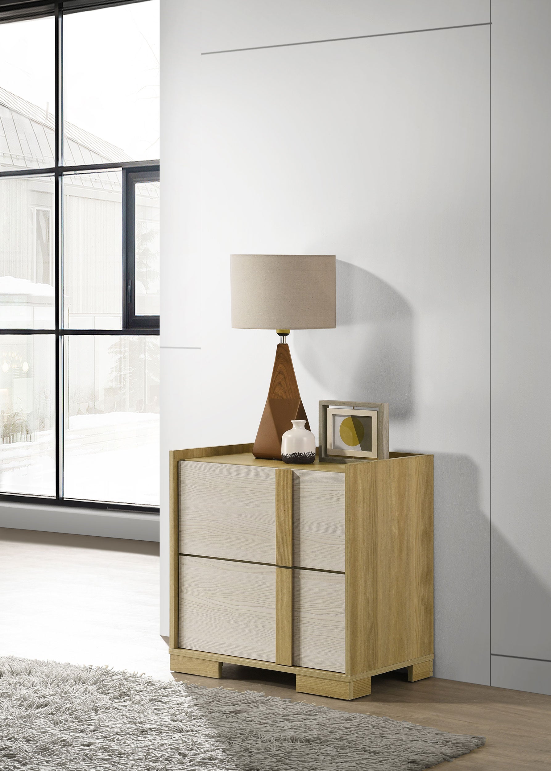 Hyland 2-drawer Nightstand Bedside Table Natural-
