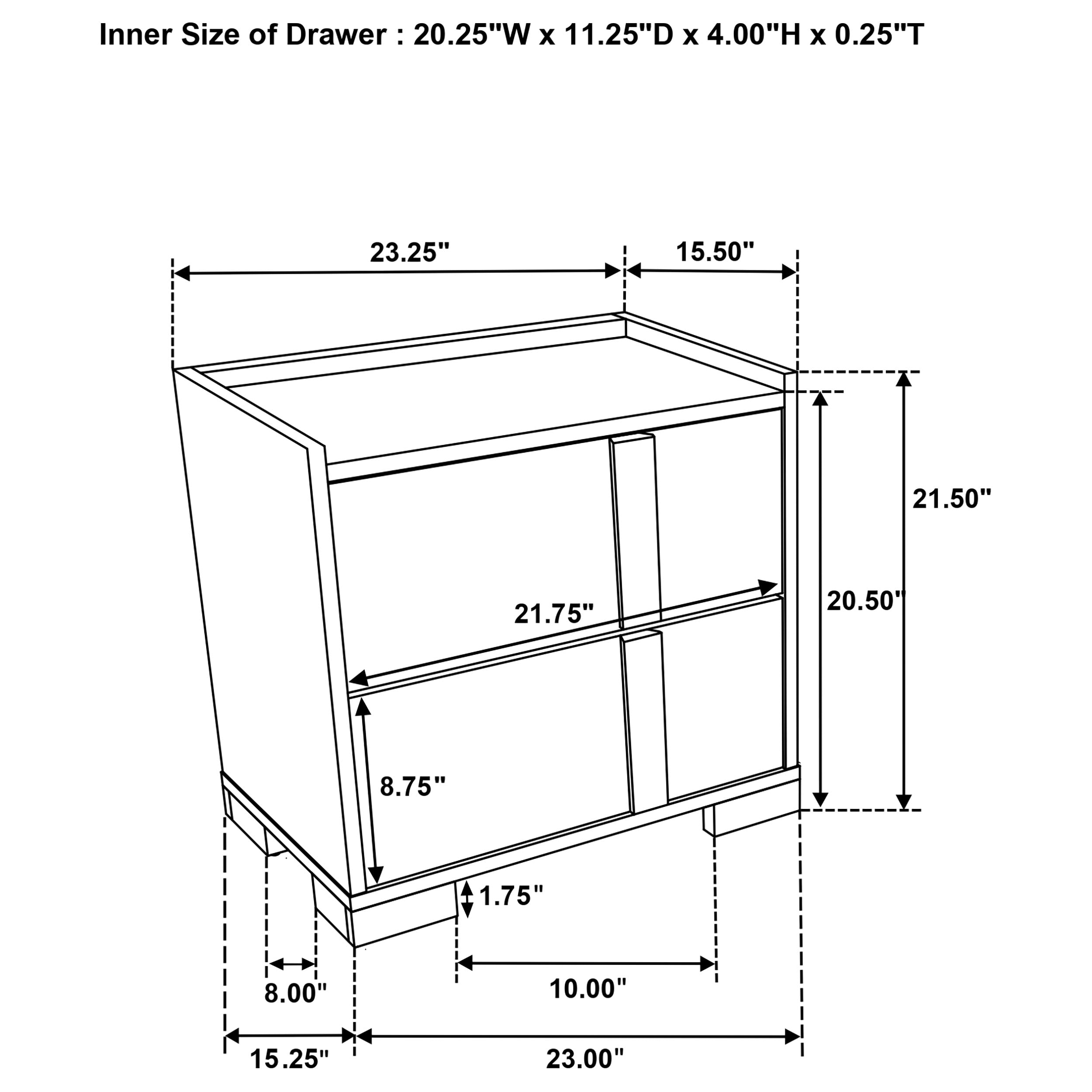 Hyland 2-drawer Nightstand Bedside Table Natural-