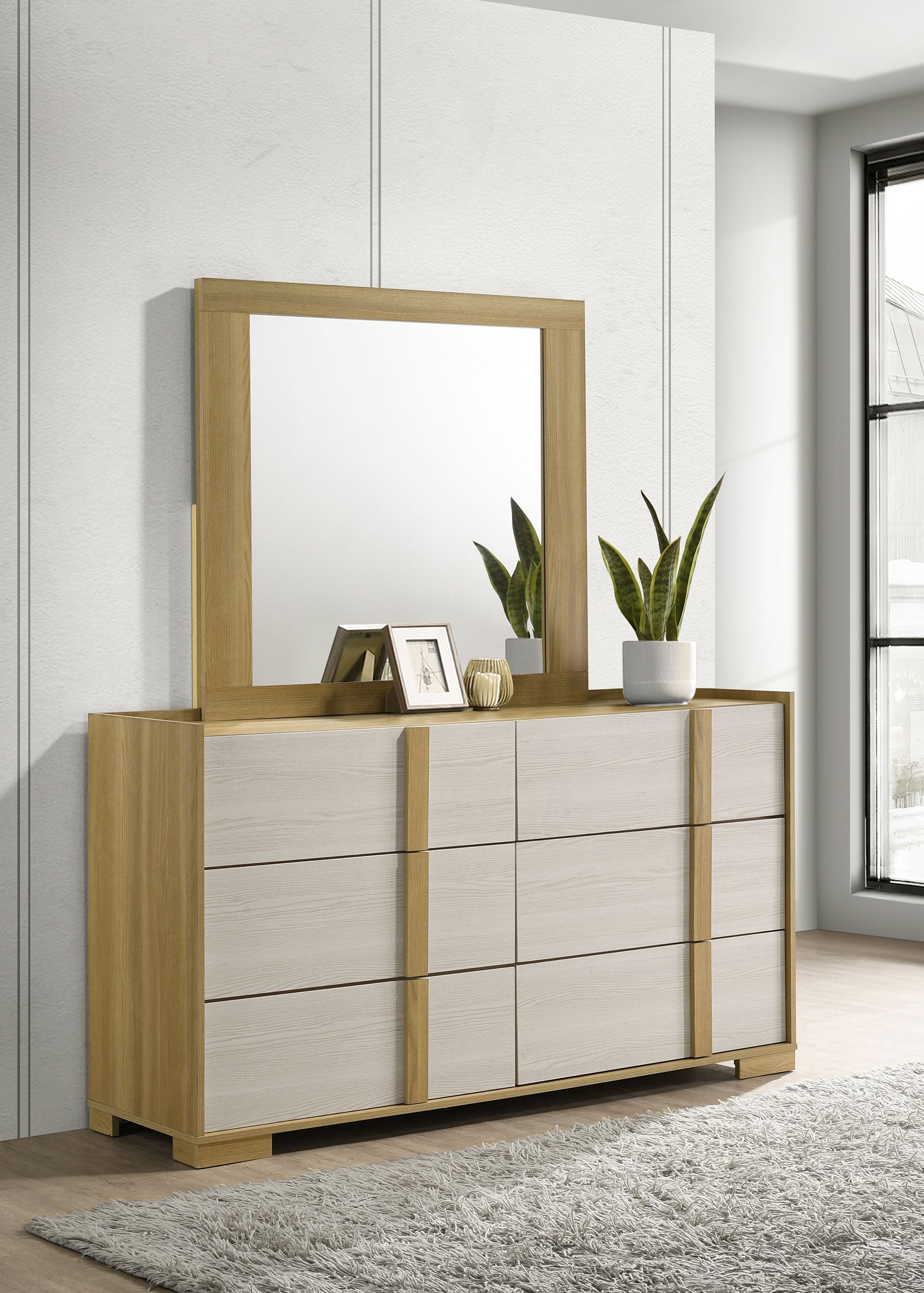 Hyland 6-drawer Dresser with Mirror Natural-