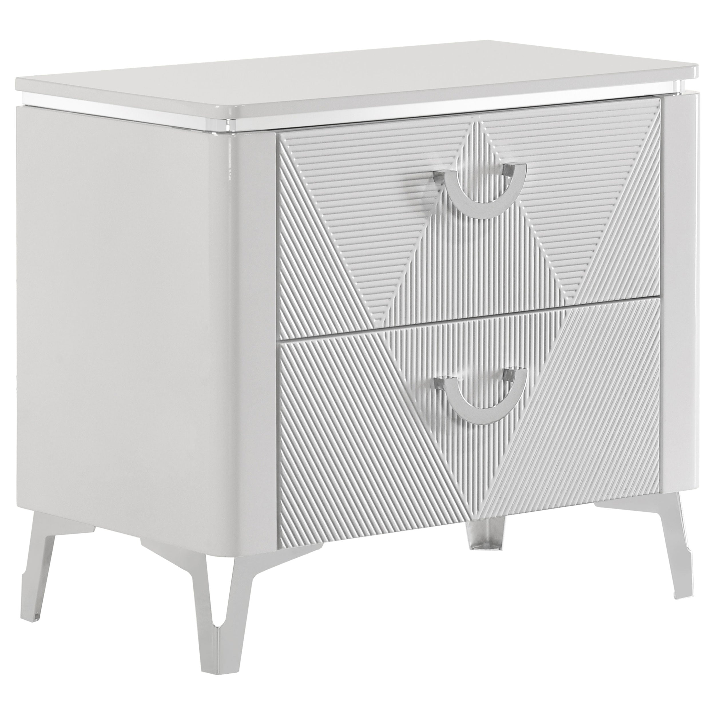 Cassia 2-drawer Nightstand Bedside Table White High Gloss-