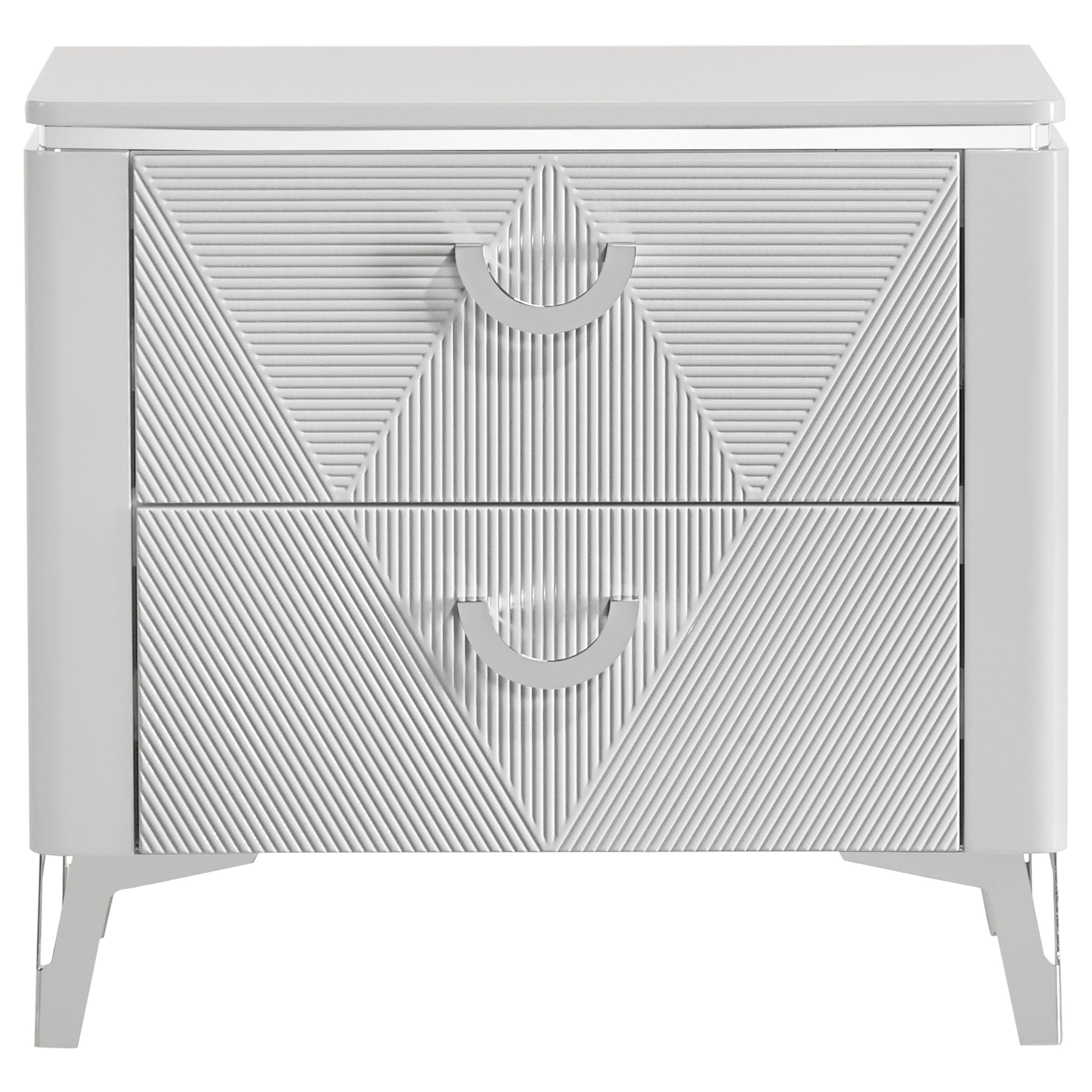 Cassia 2-drawer Nightstand Bedside Table White High Gloss-