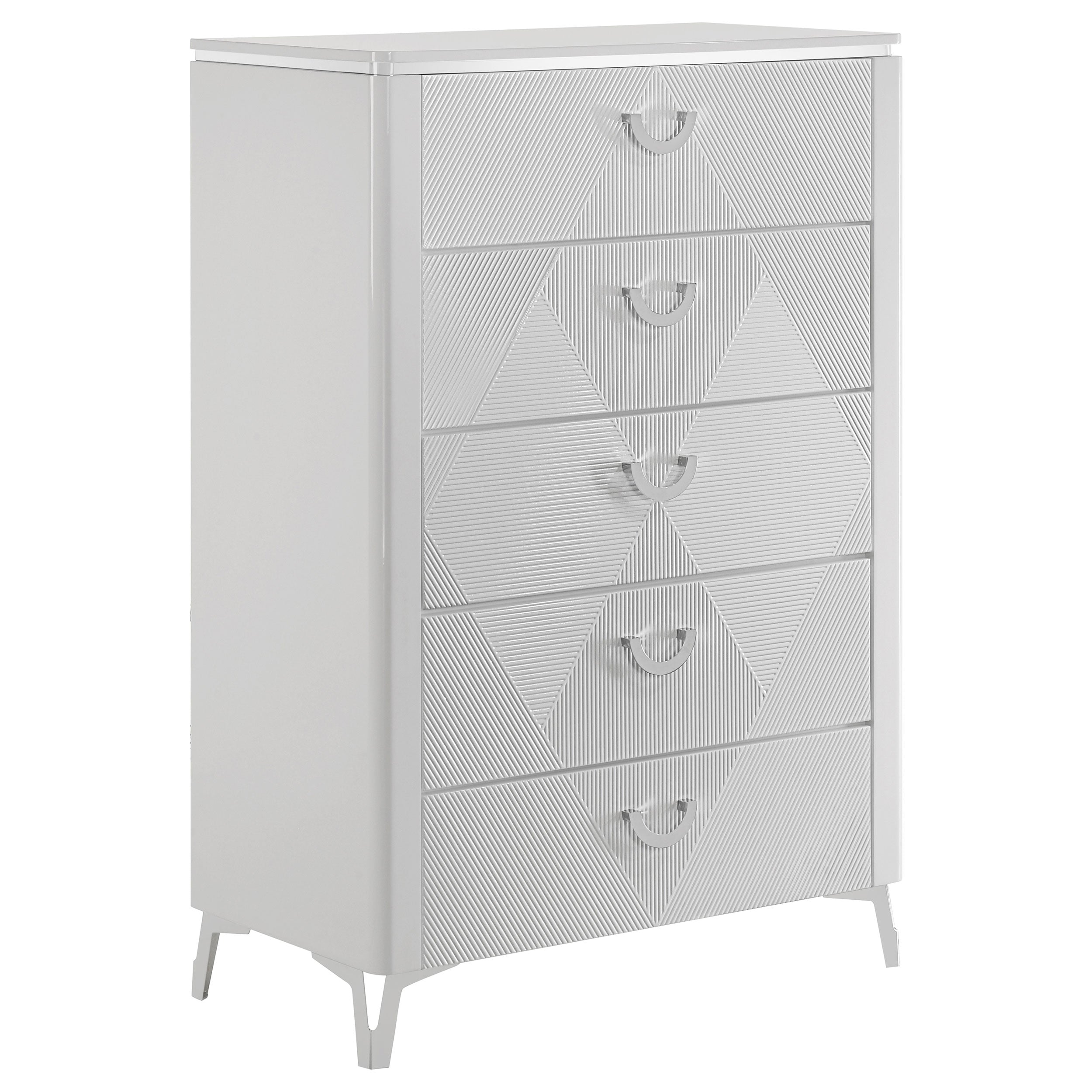 Cassia 5-drawer Bedroom Chest of Drawers White High Gloss-
