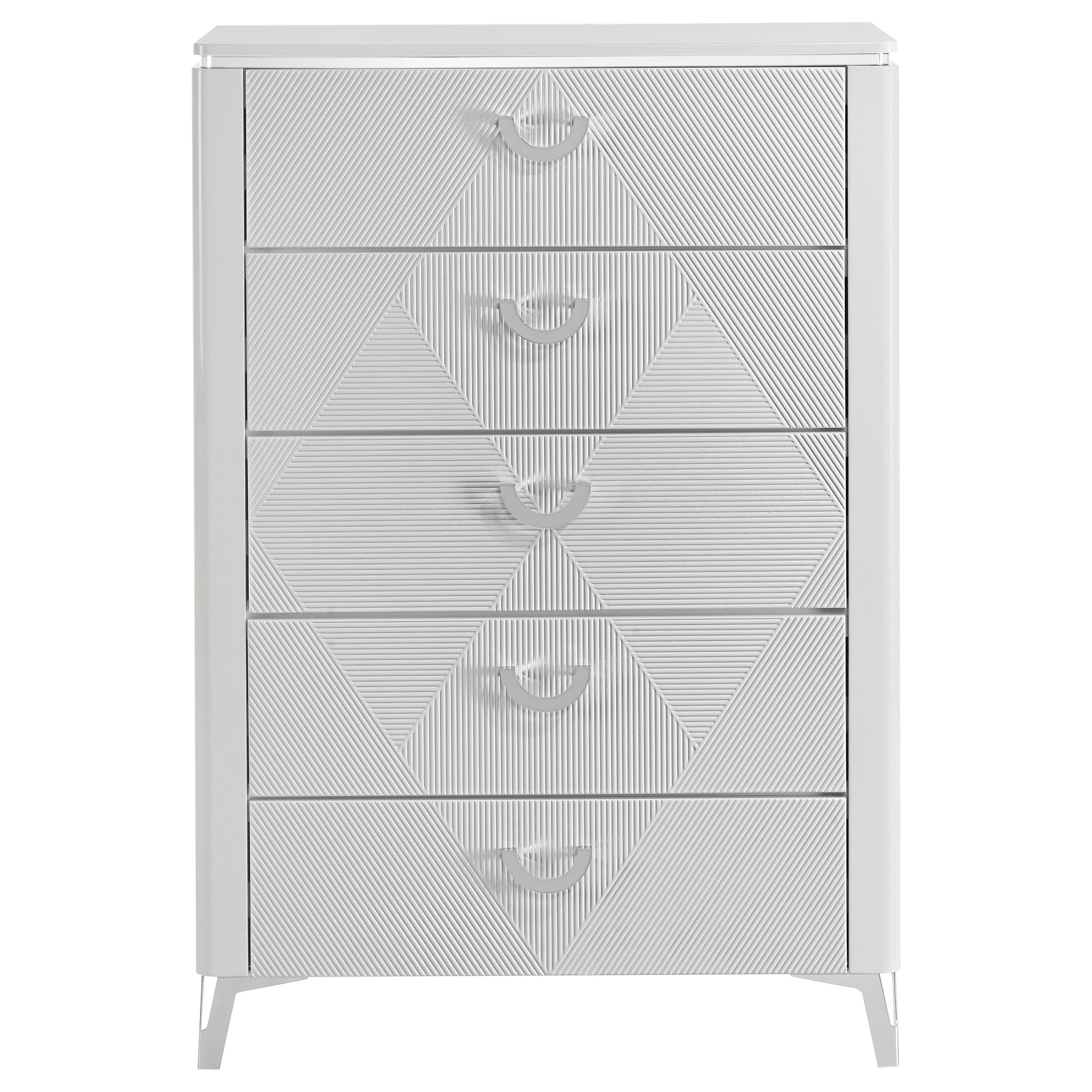 Cassia 5-drawer Bedroom Chest of Drawers White High Gloss-