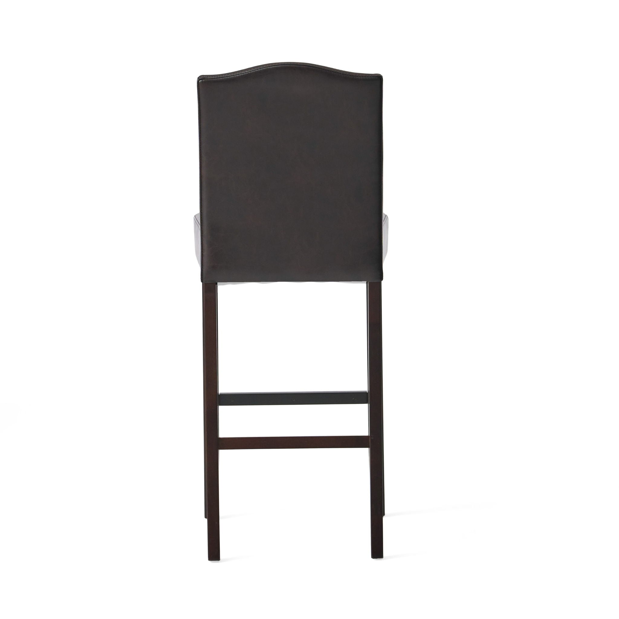 Bar Stools (Set of 2), Upholstered Barstools Armless, Rubber Wood Leg - Brown