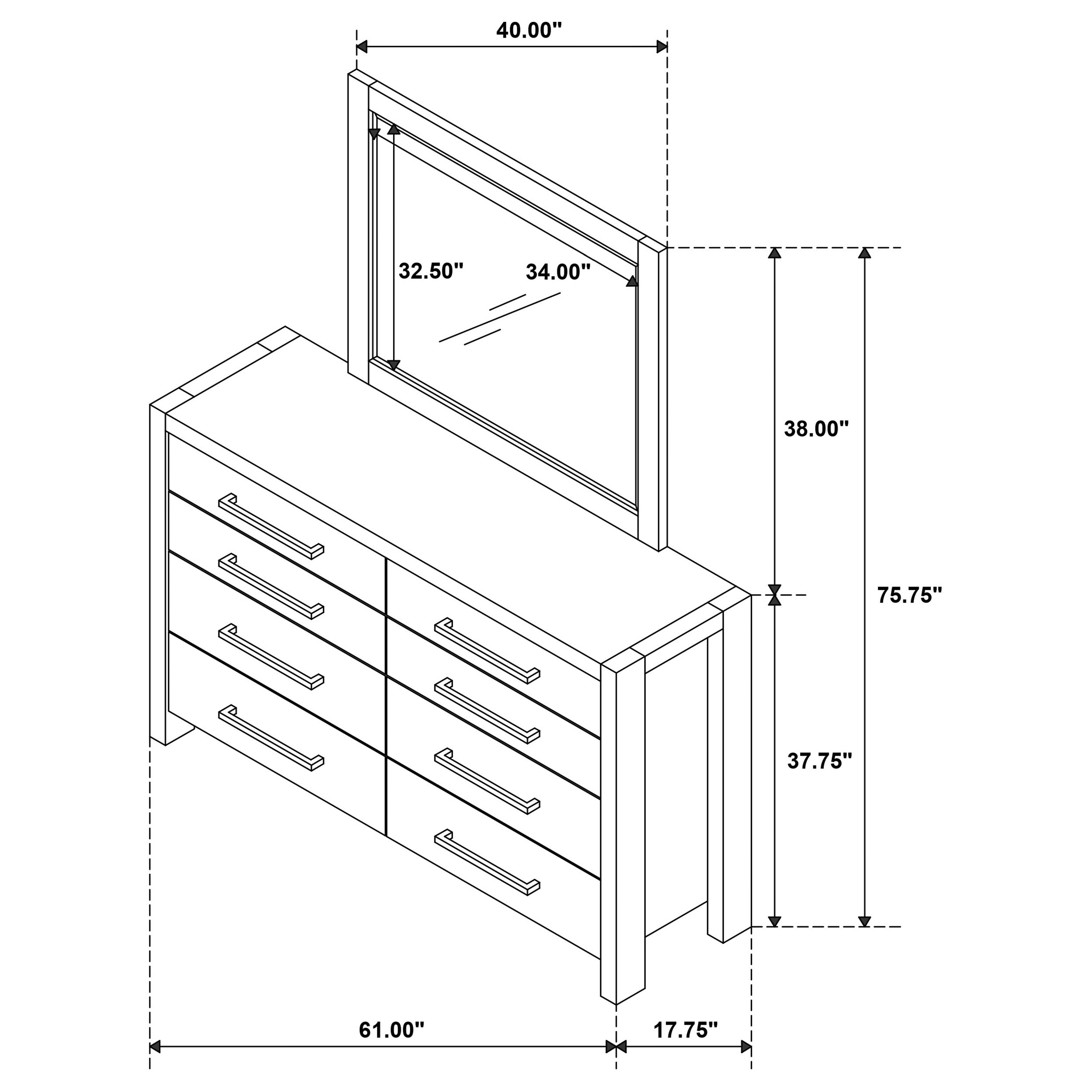 Adderley 8-drawer Bedroom Dresser and Mirror Warm Brown-