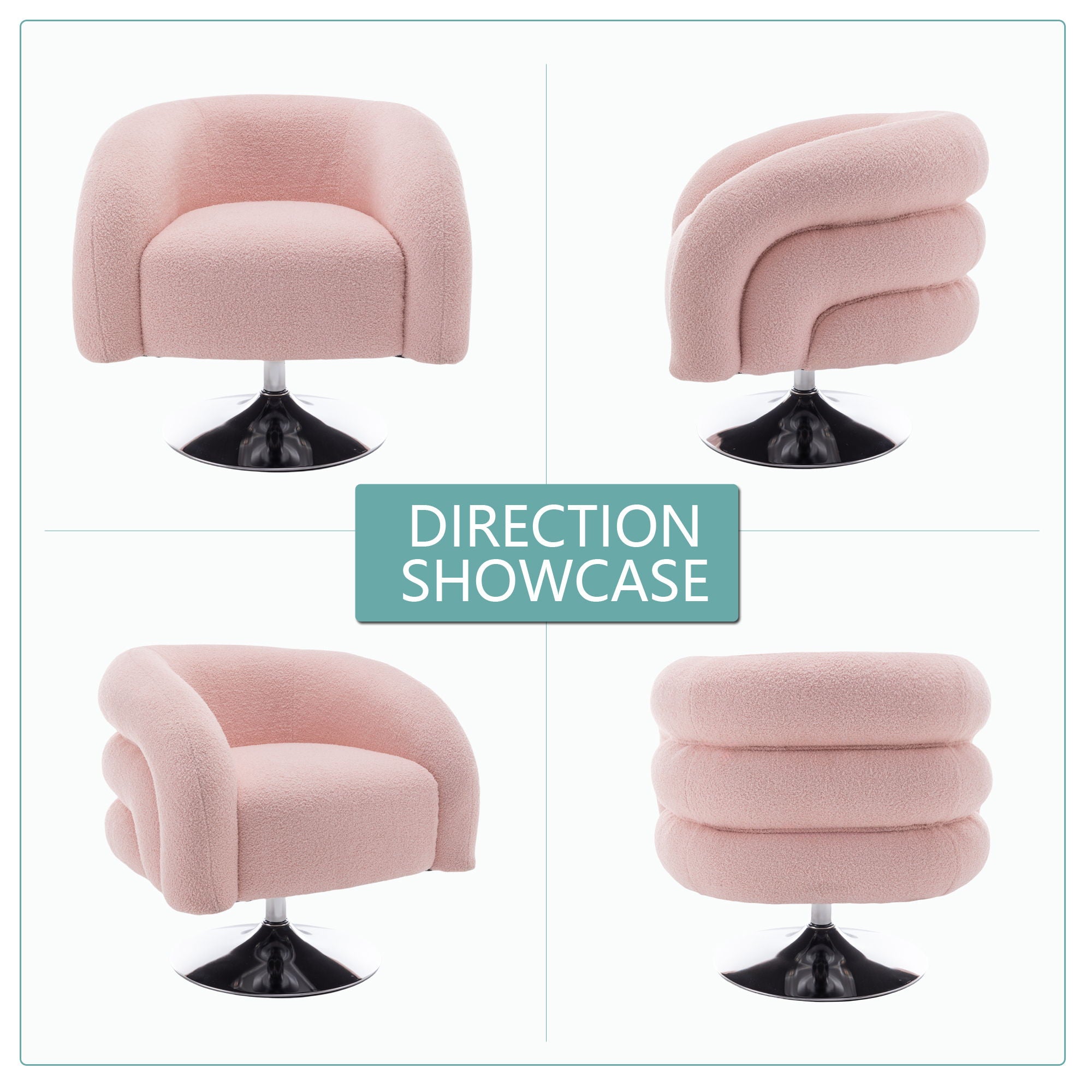 Modern Style Single Swivel Sofa Chair, Teddy Upholstered Single Sofa With Round And Fluffy Reading Chair, Suitable For Living Room