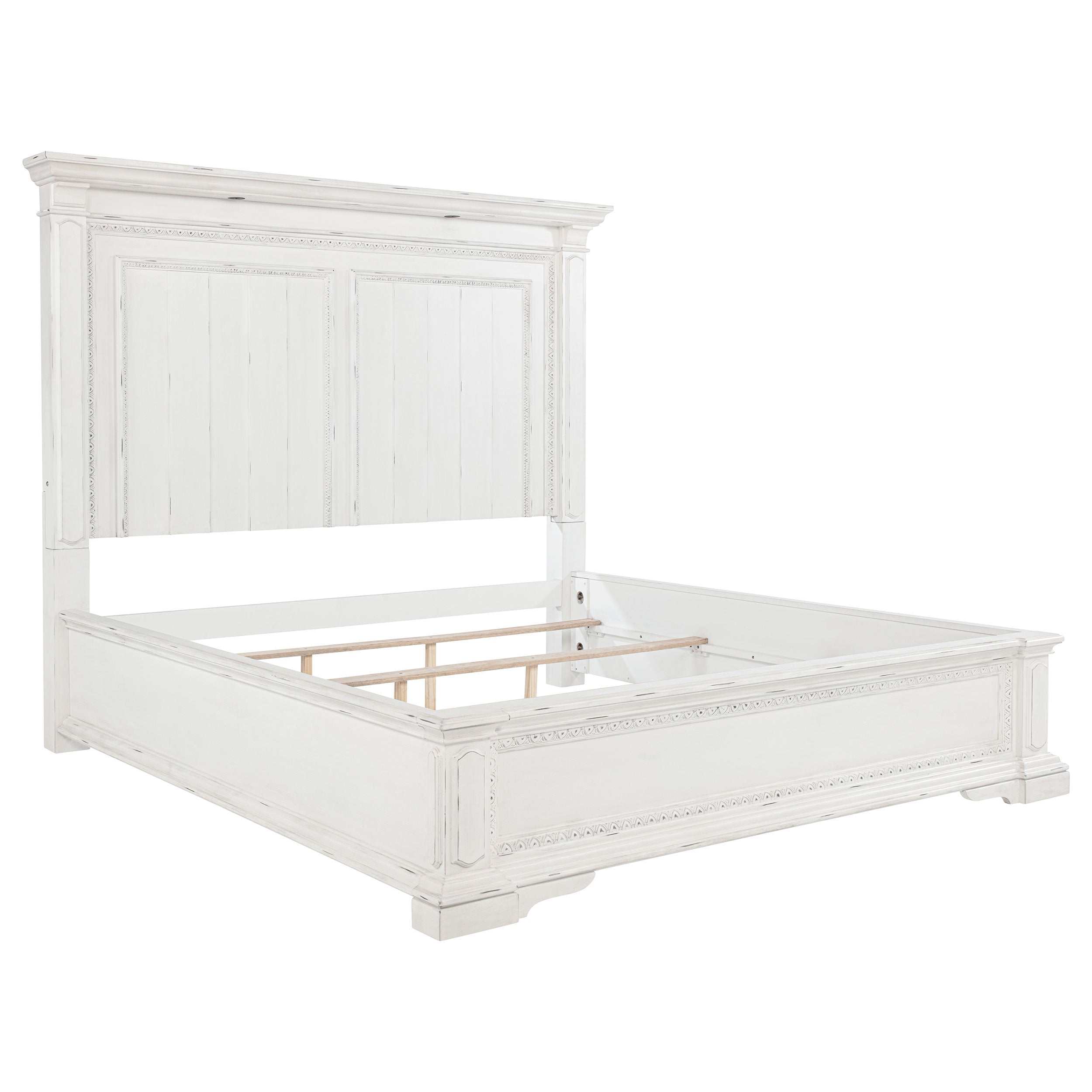 McKinney Queen LED Light Panel Bed Vintage White-