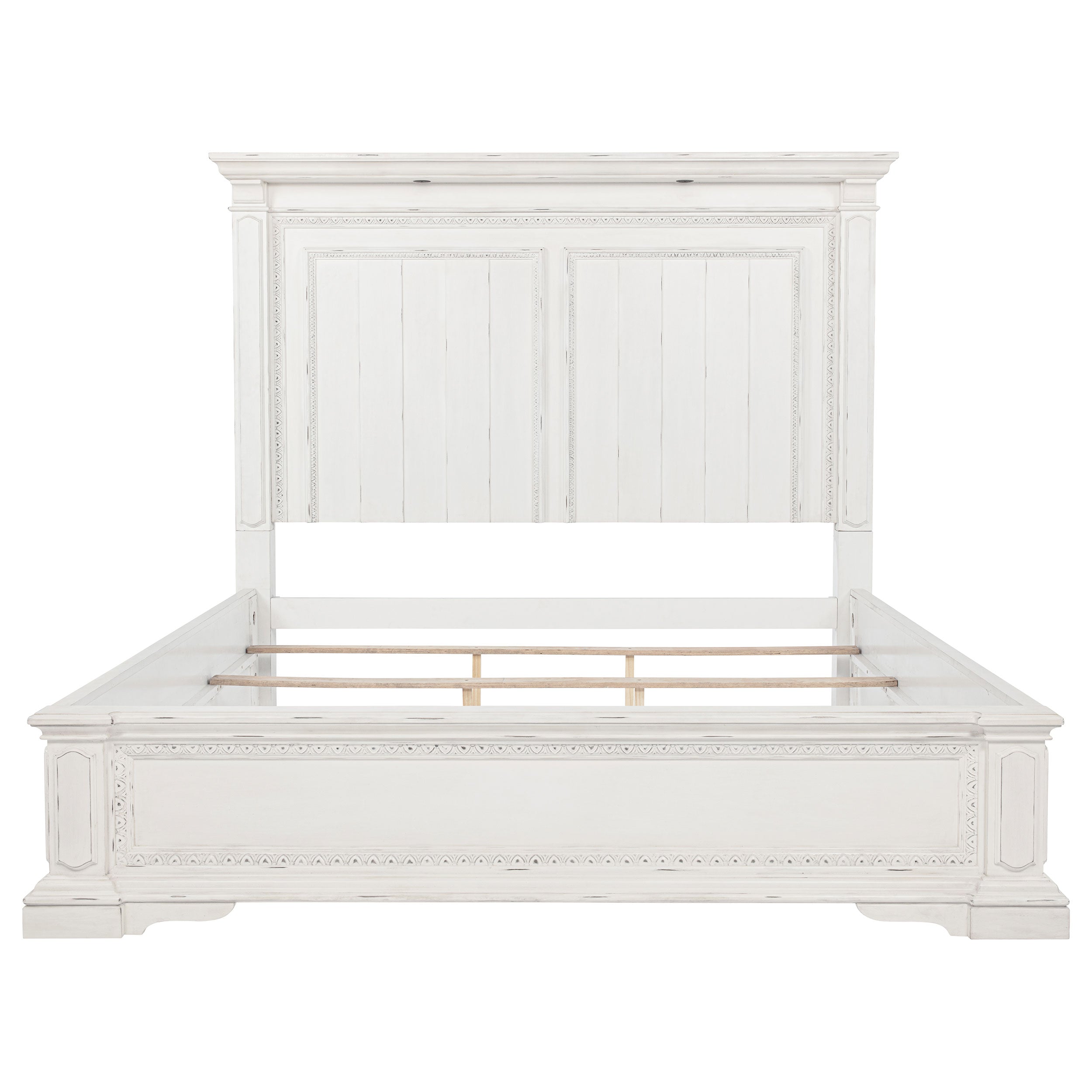 McKinney Queen LED Light Panel Bed Vintage White-