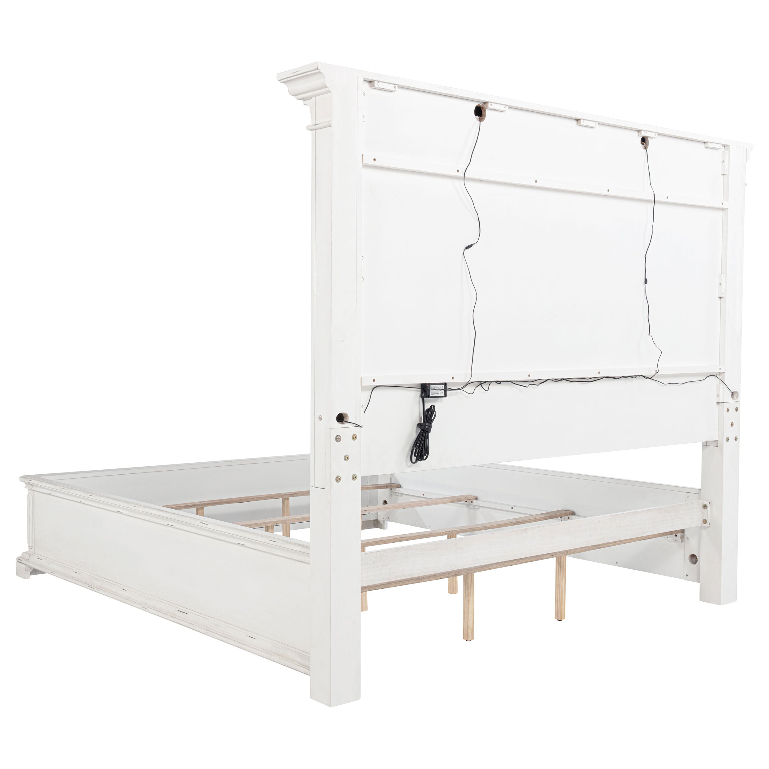 McKinney Queen LED Light Panel Bed Vintage White-