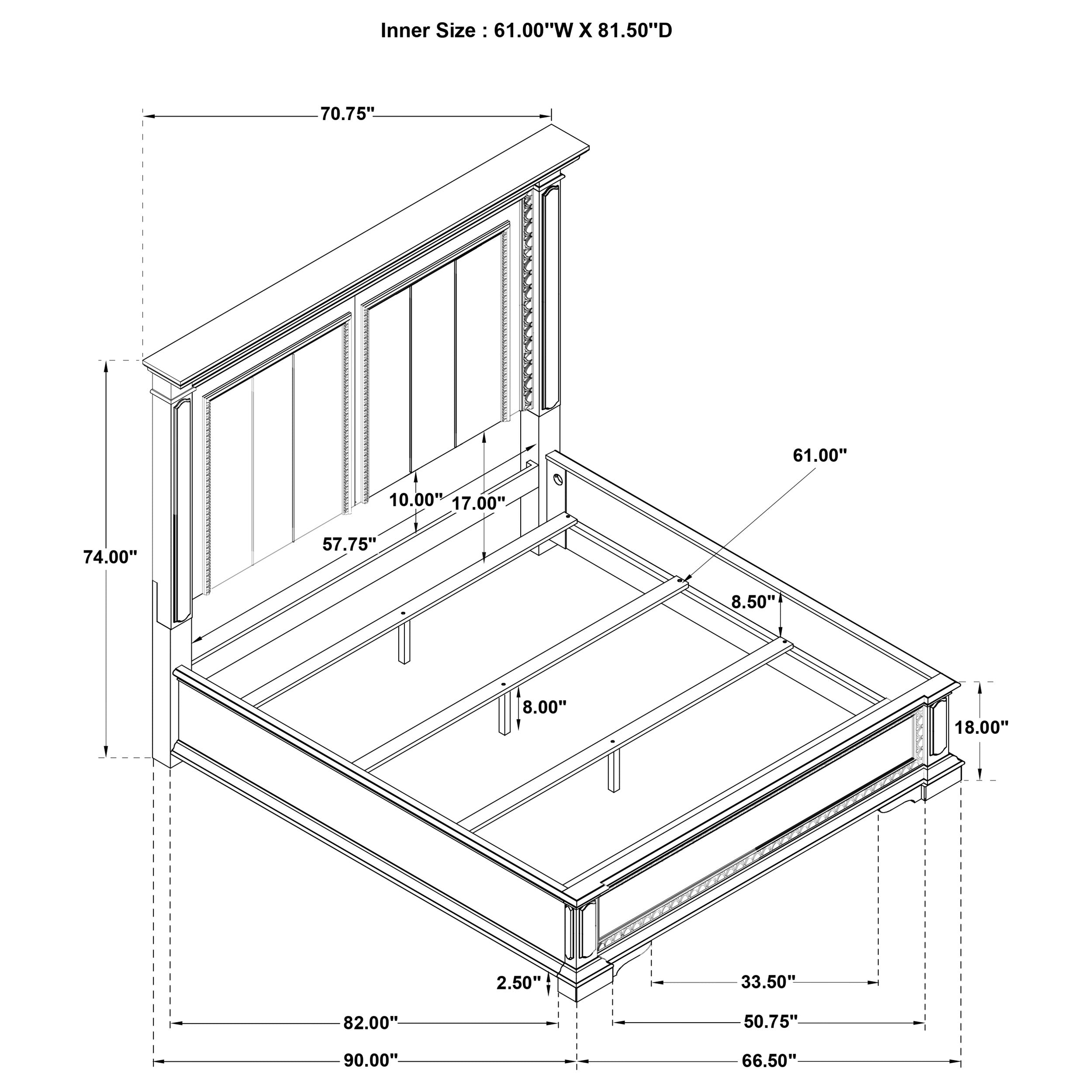 McKinney Queen LED Light Panel Bed Vintage White-