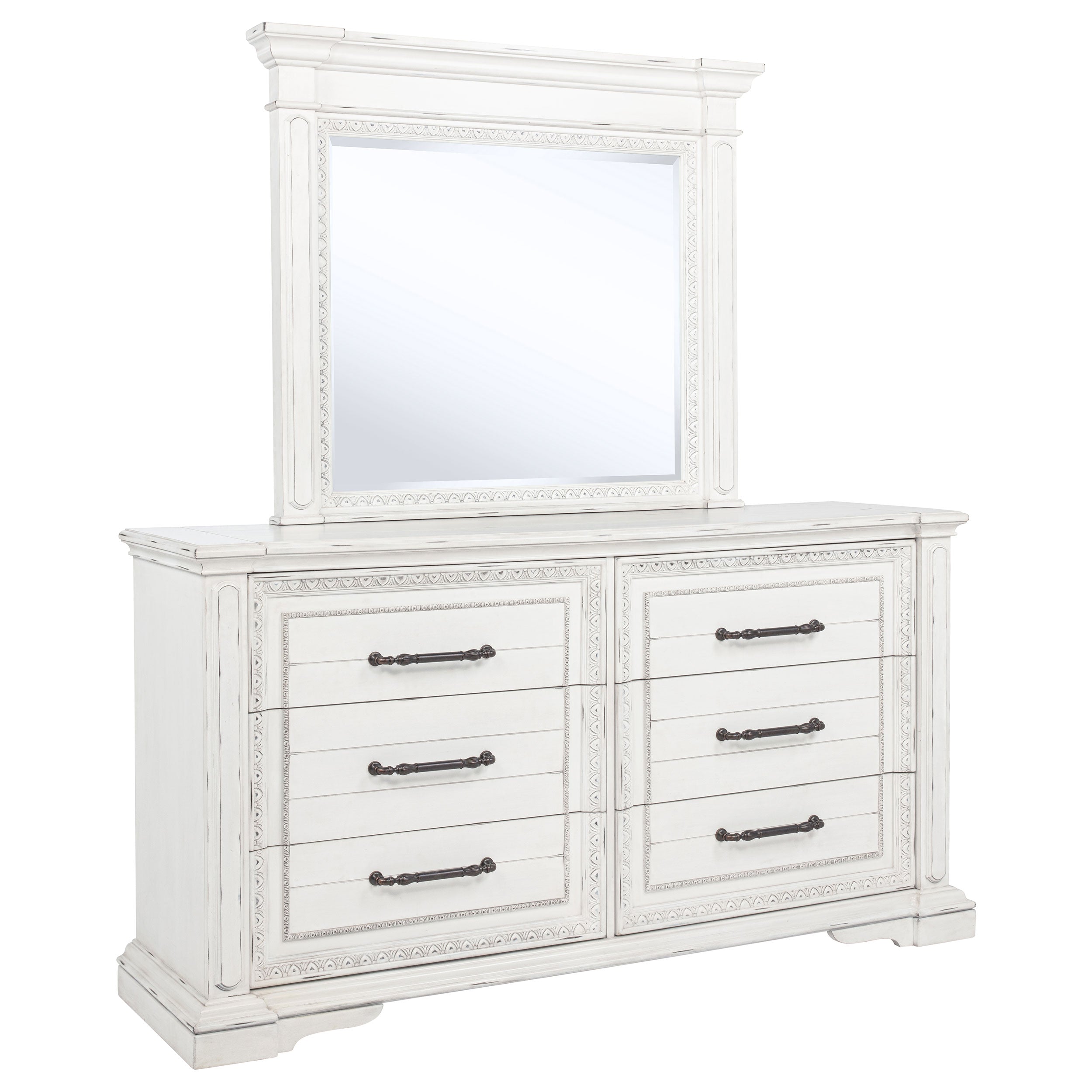 McKinney 6-drawer Bedroom Dresser with Mirror Vintage White-