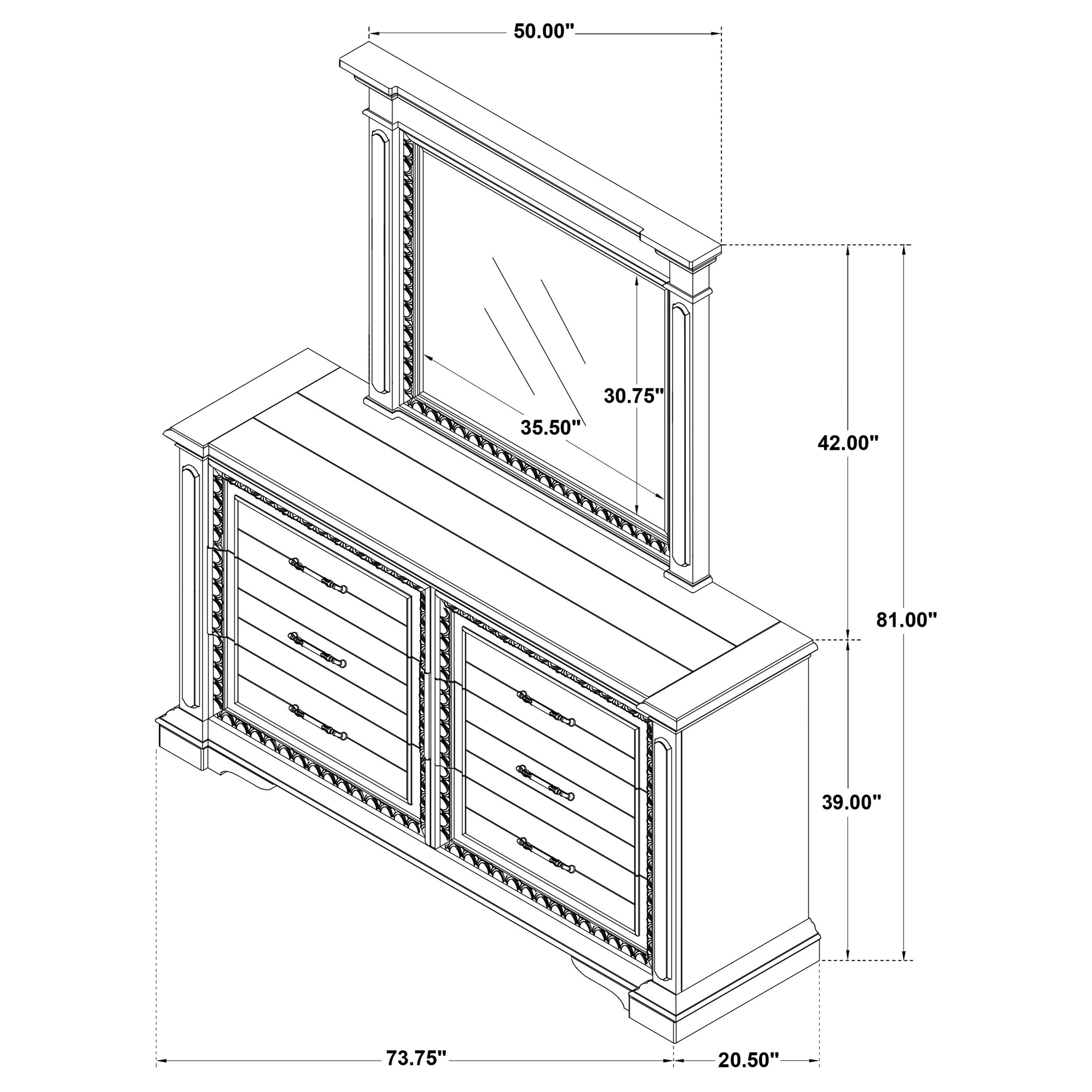 McKinney 6-drawer Bedroom Dresser with Mirror Vintage White-