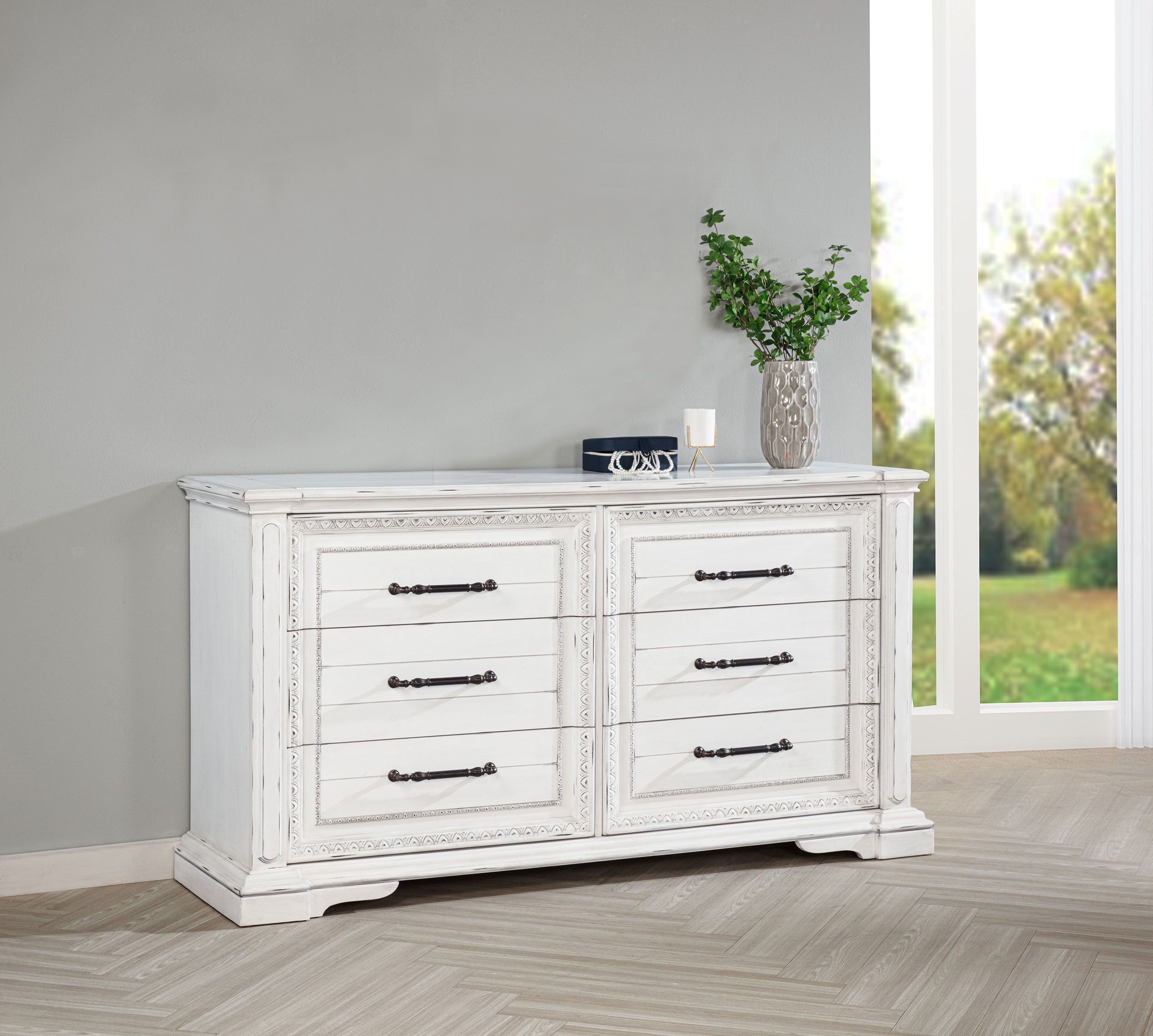 McKinney 6-drawer Bedroom Dresser Cabinet Vintage White-