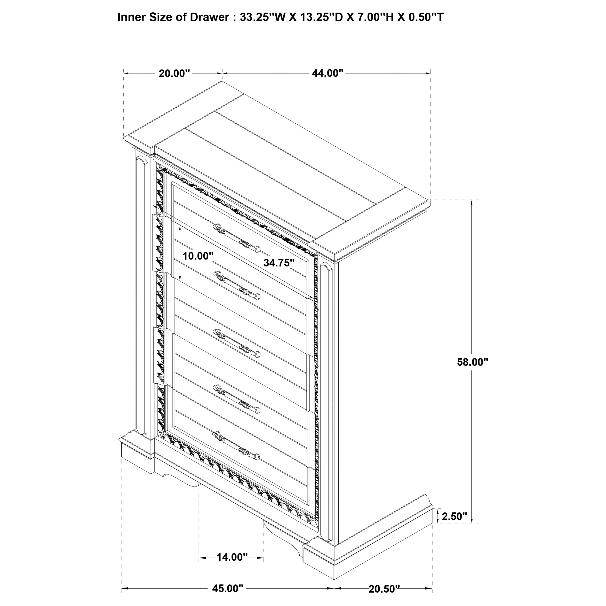 McKinney 5-drawer Bedroom Chest of Drawers Vintage White-