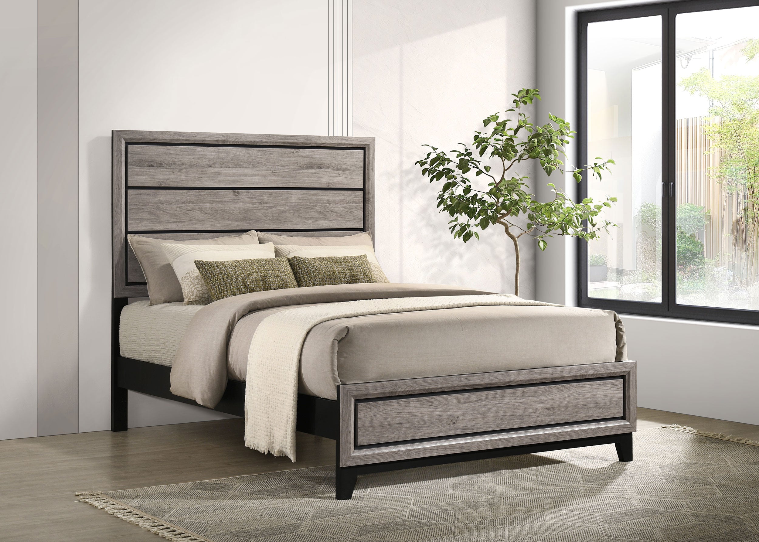 Watson Wood Full Panel Bed Light Taupe-
