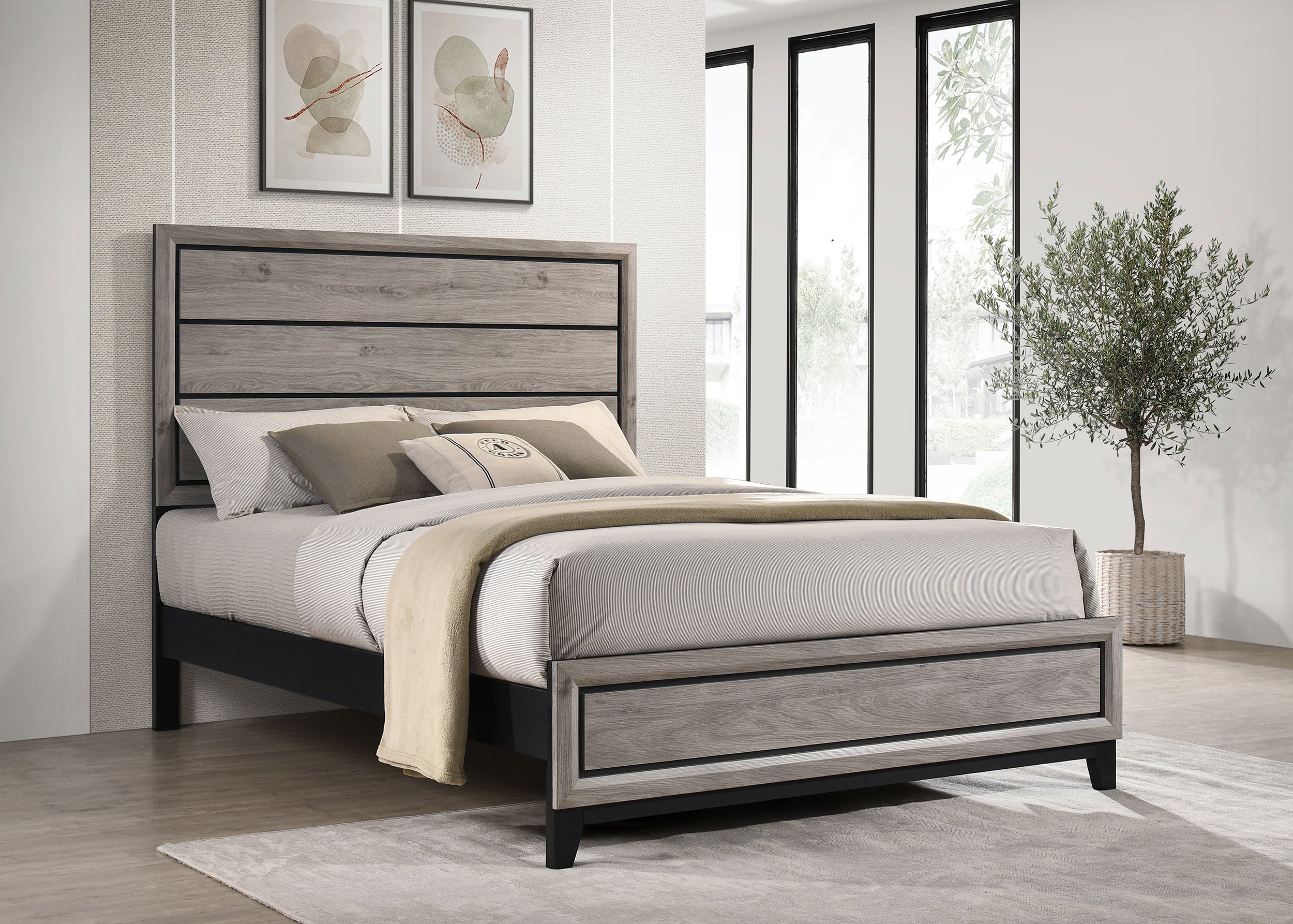 Watson Wood Queen Panel Bed Light Taupe-