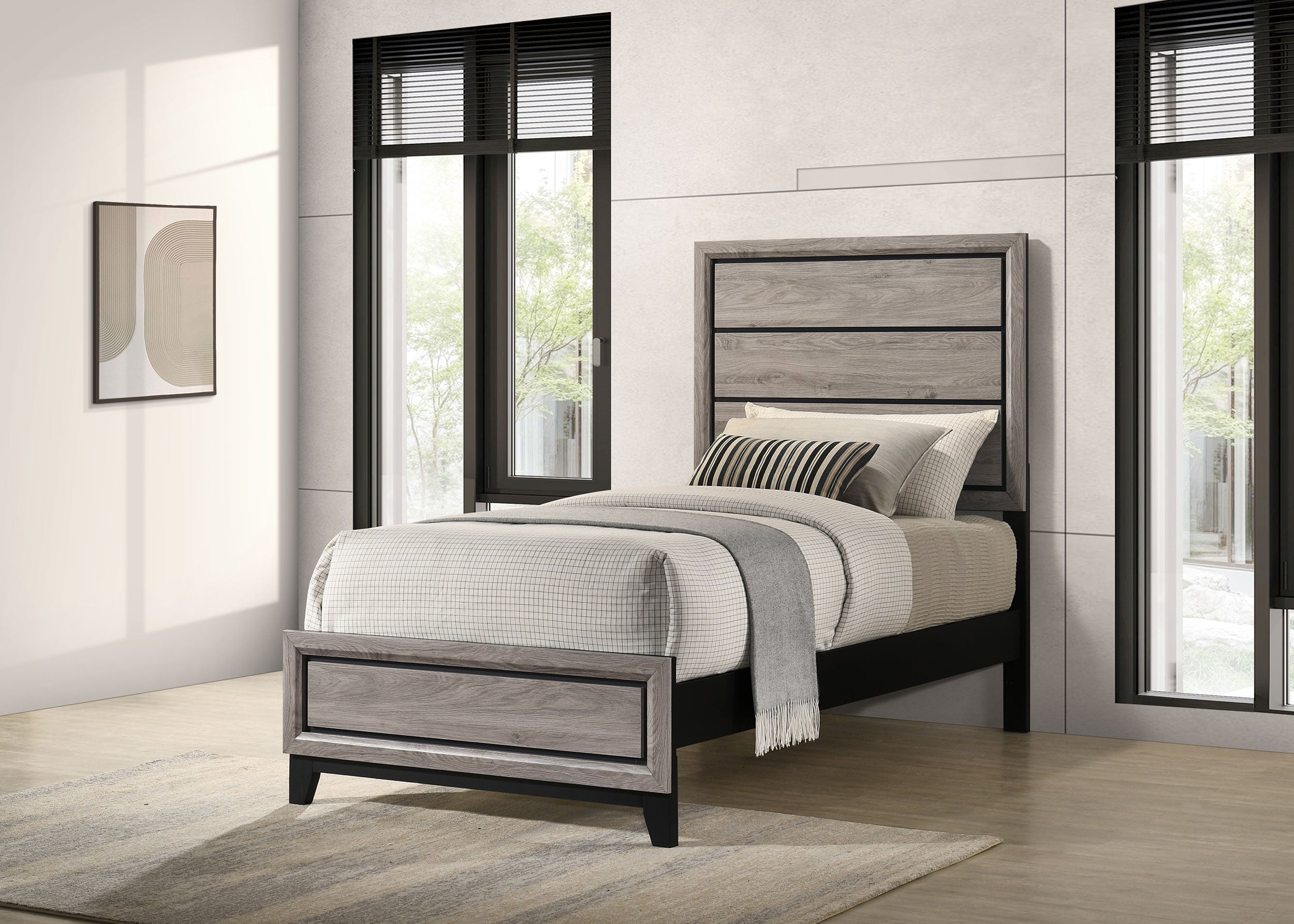 Watson Wood Twin Panel Bed Light Taupe-