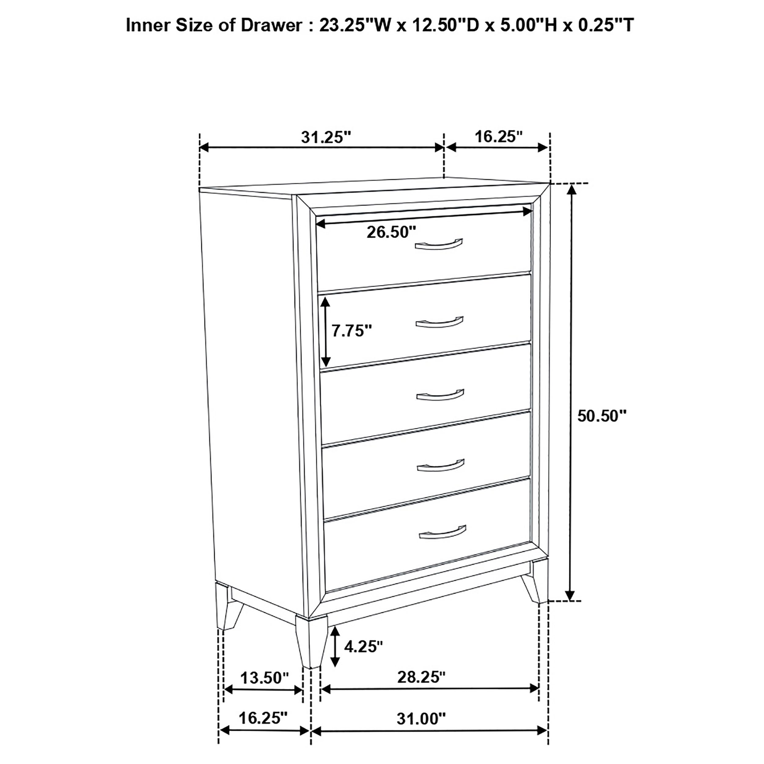 Watson 5-drawer Bedroom Chest of Drawers Light Taupe-