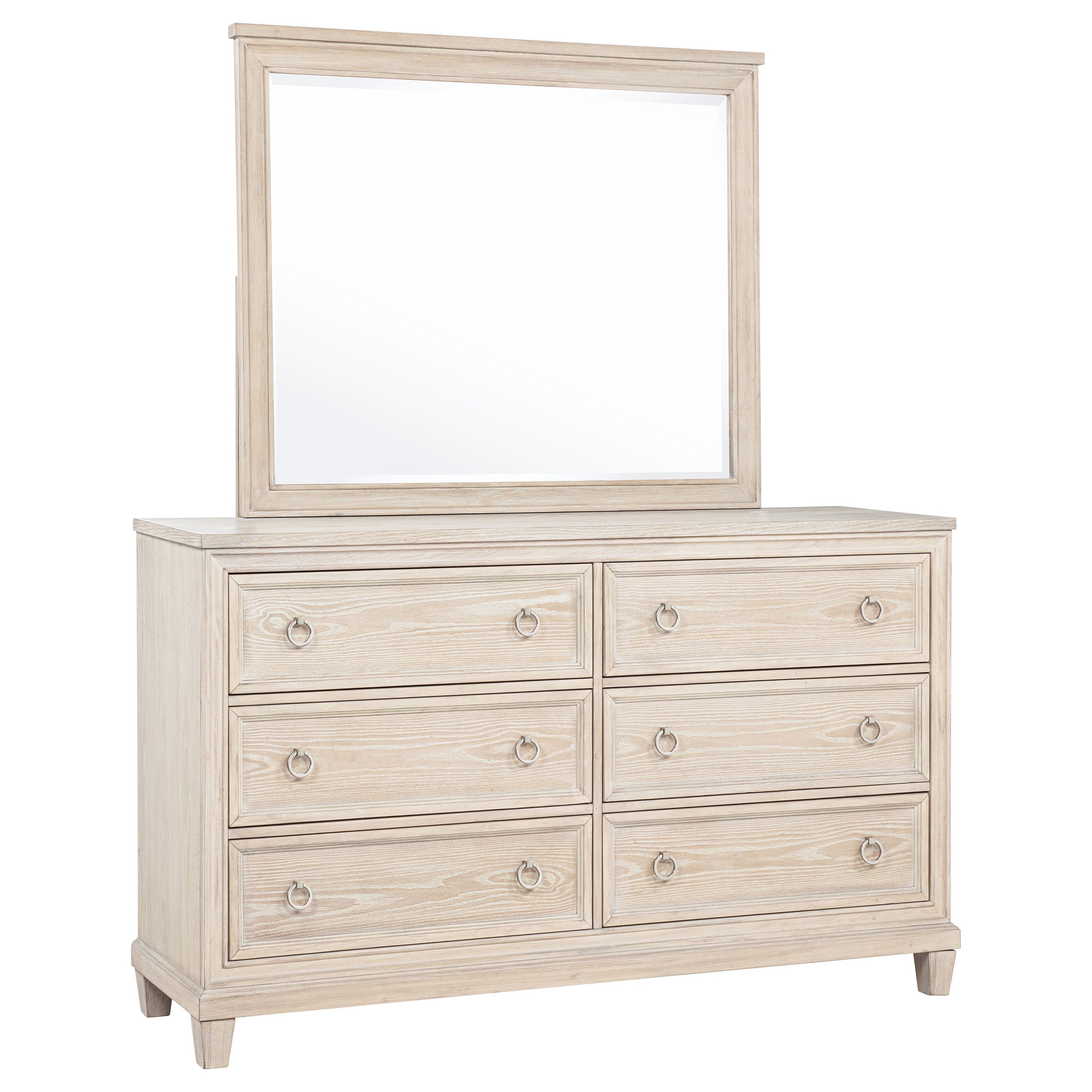 Pembroke 6-drawer Bedroom Dresser with Mirror Washed Oak-