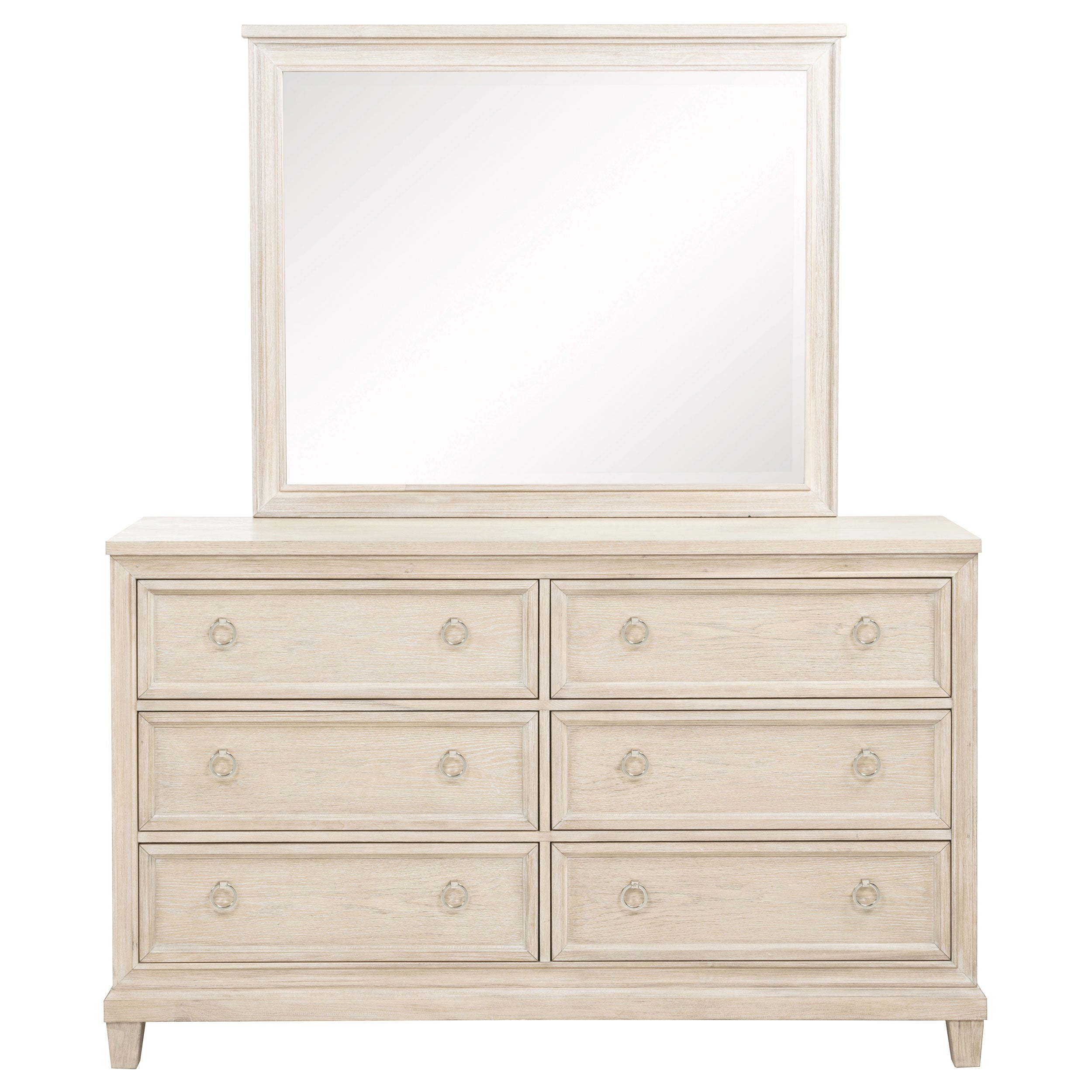 Pembroke 6-drawer Bedroom Dresser with Mirror Washed Oak-
