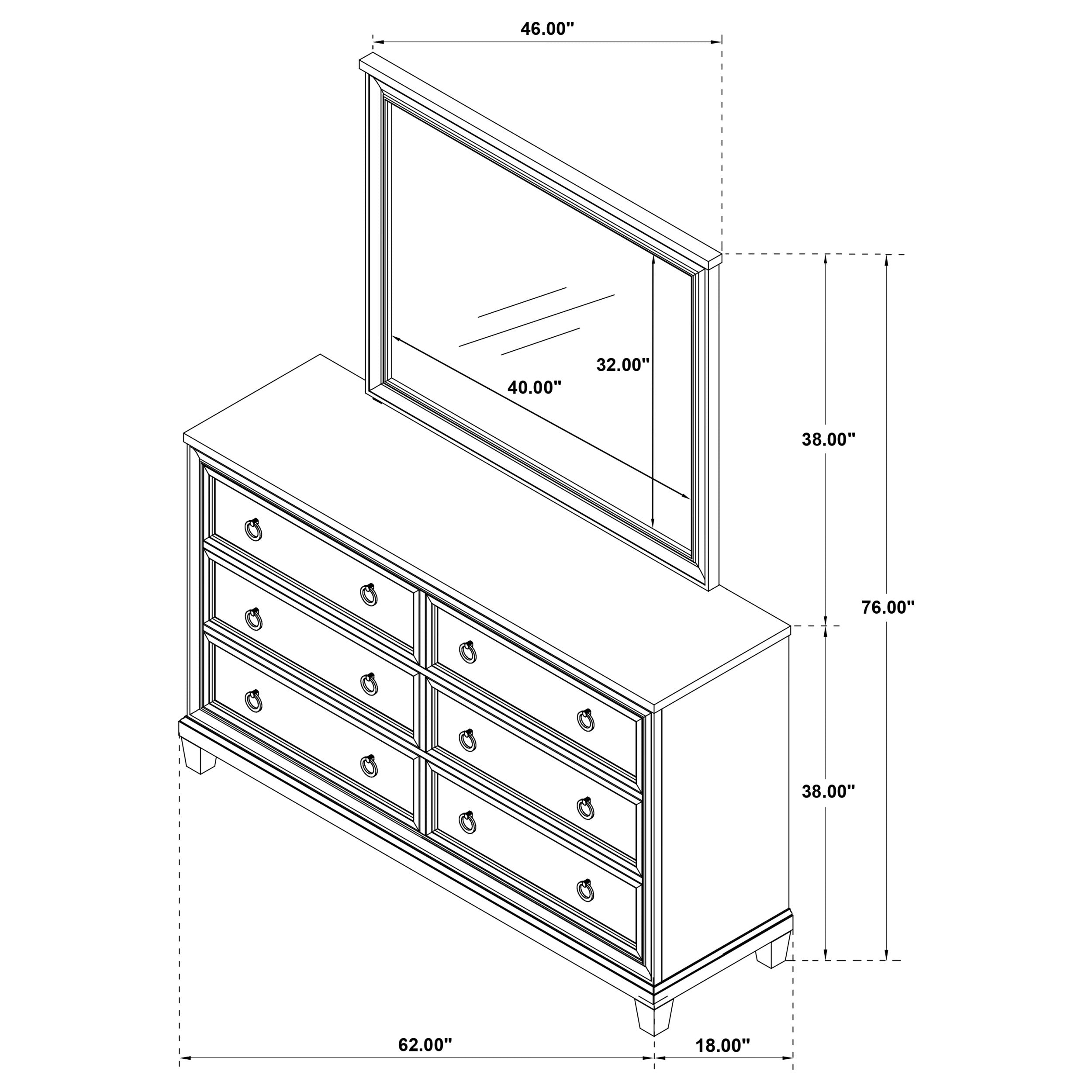 Pembroke 6-drawer Bedroom Dresser with Mirror Washed Oak-