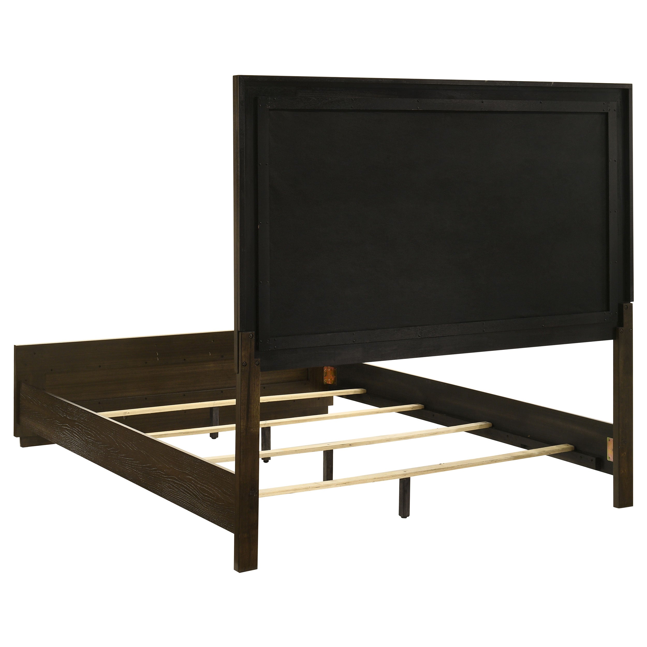 Atlas 63-inch Queen Upholstered Panel Bed Grey and Dark Oak-
