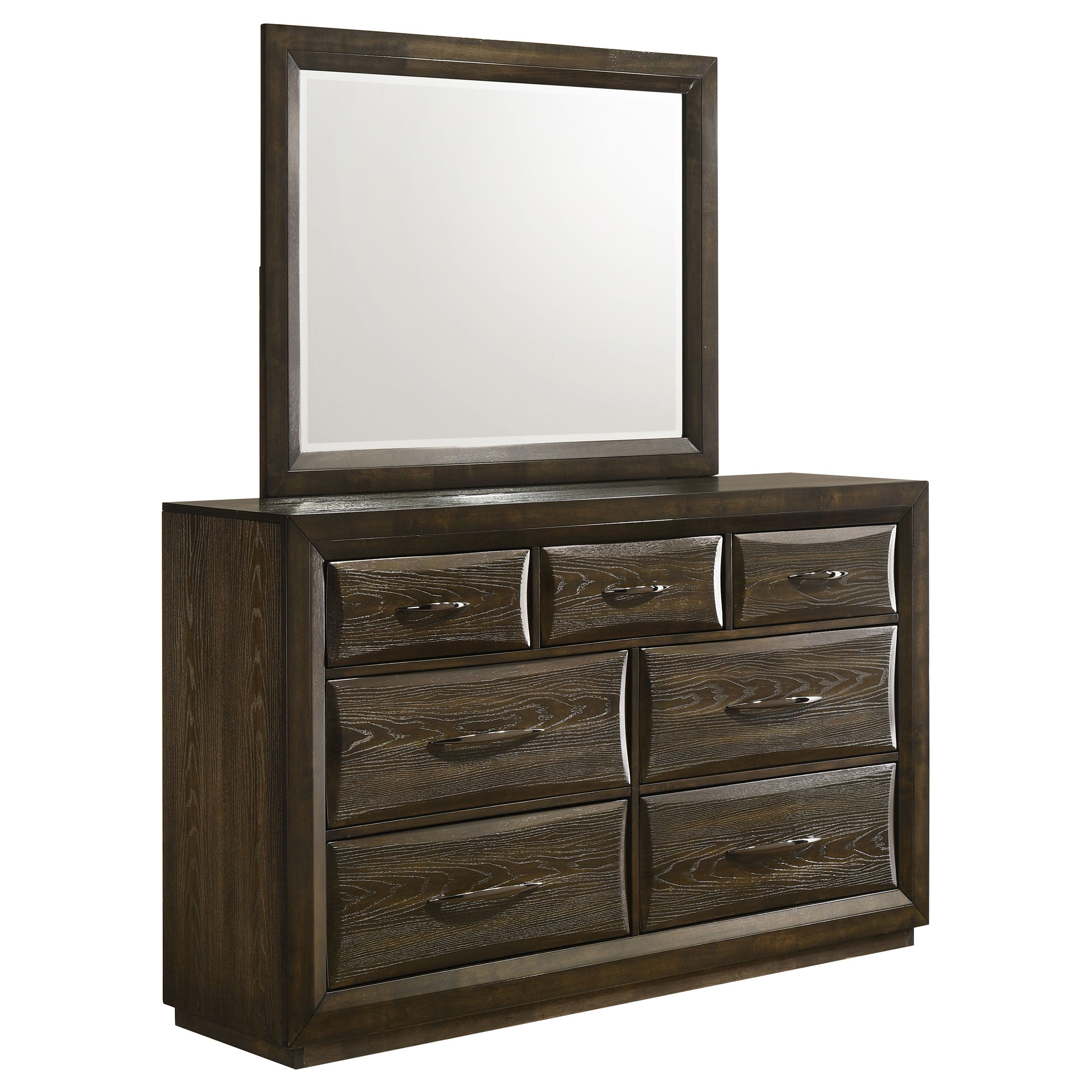 Atlas 7-drawer Bedroom Dresser and Mirror Set Dark Oak-