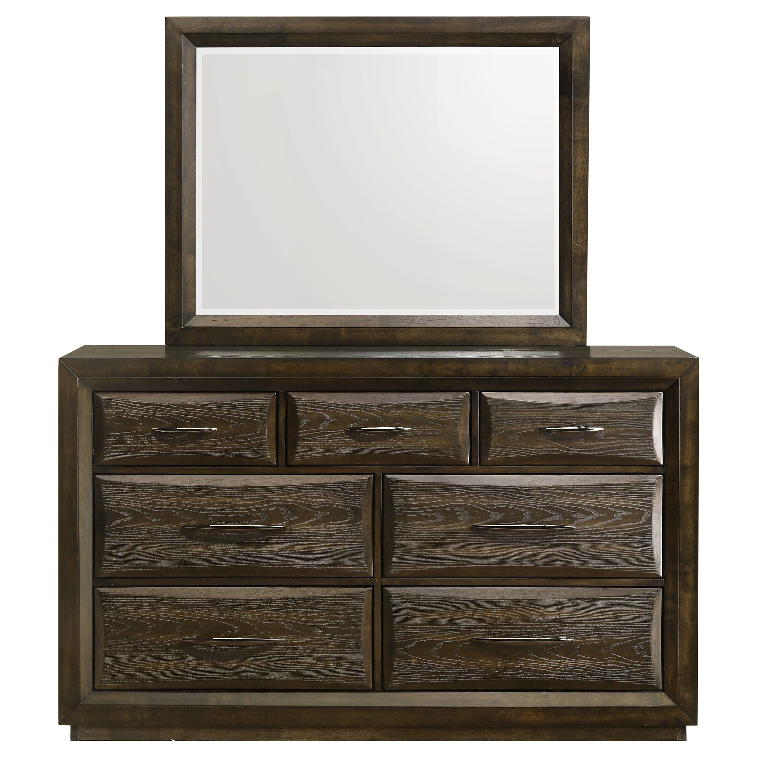 Atlas 7-drawer Bedroom Dresser and Mirror Set Dark Oak-