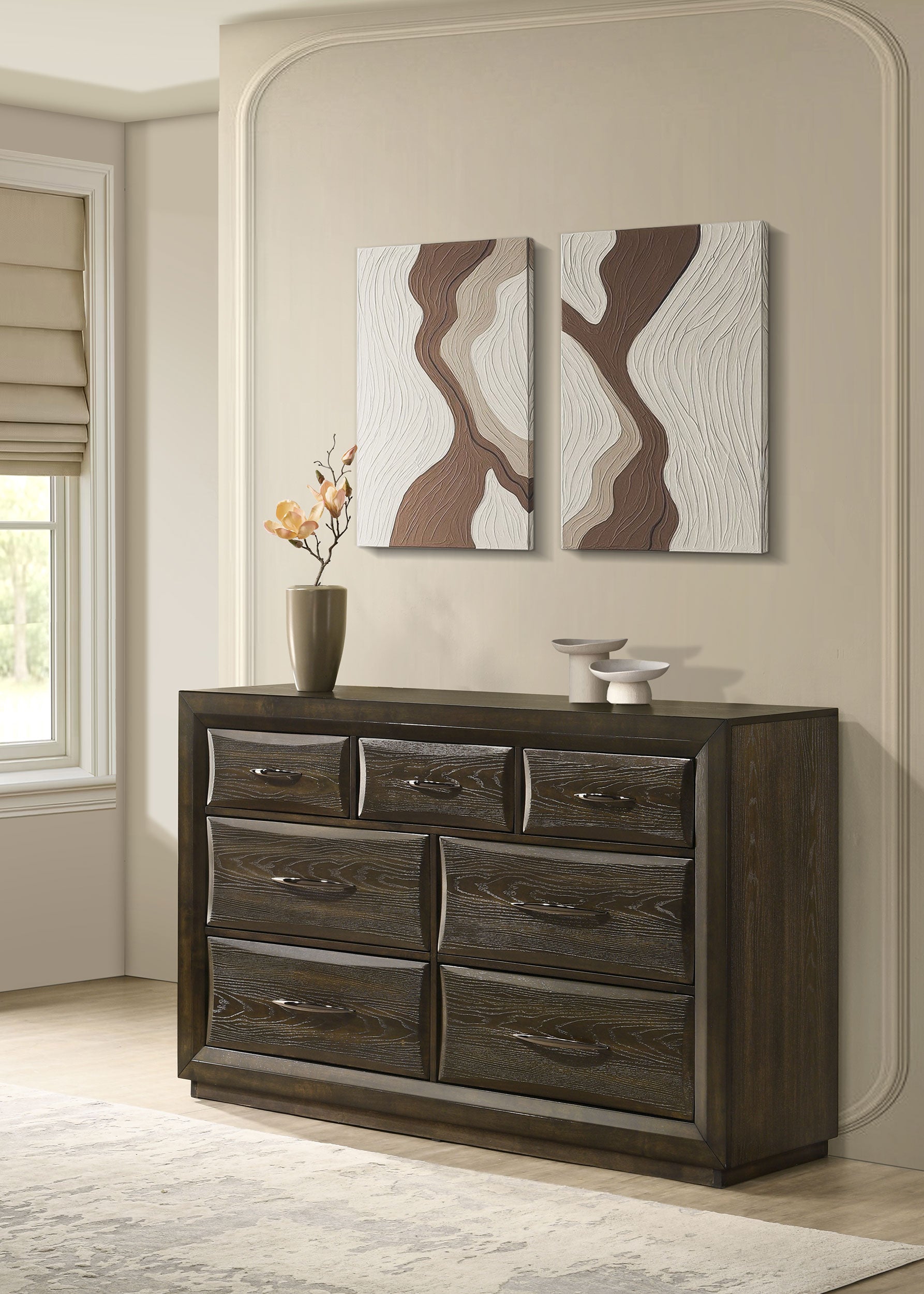 Atlas 7-drawer Bedroom Dresser Cabinet Dark Oak-