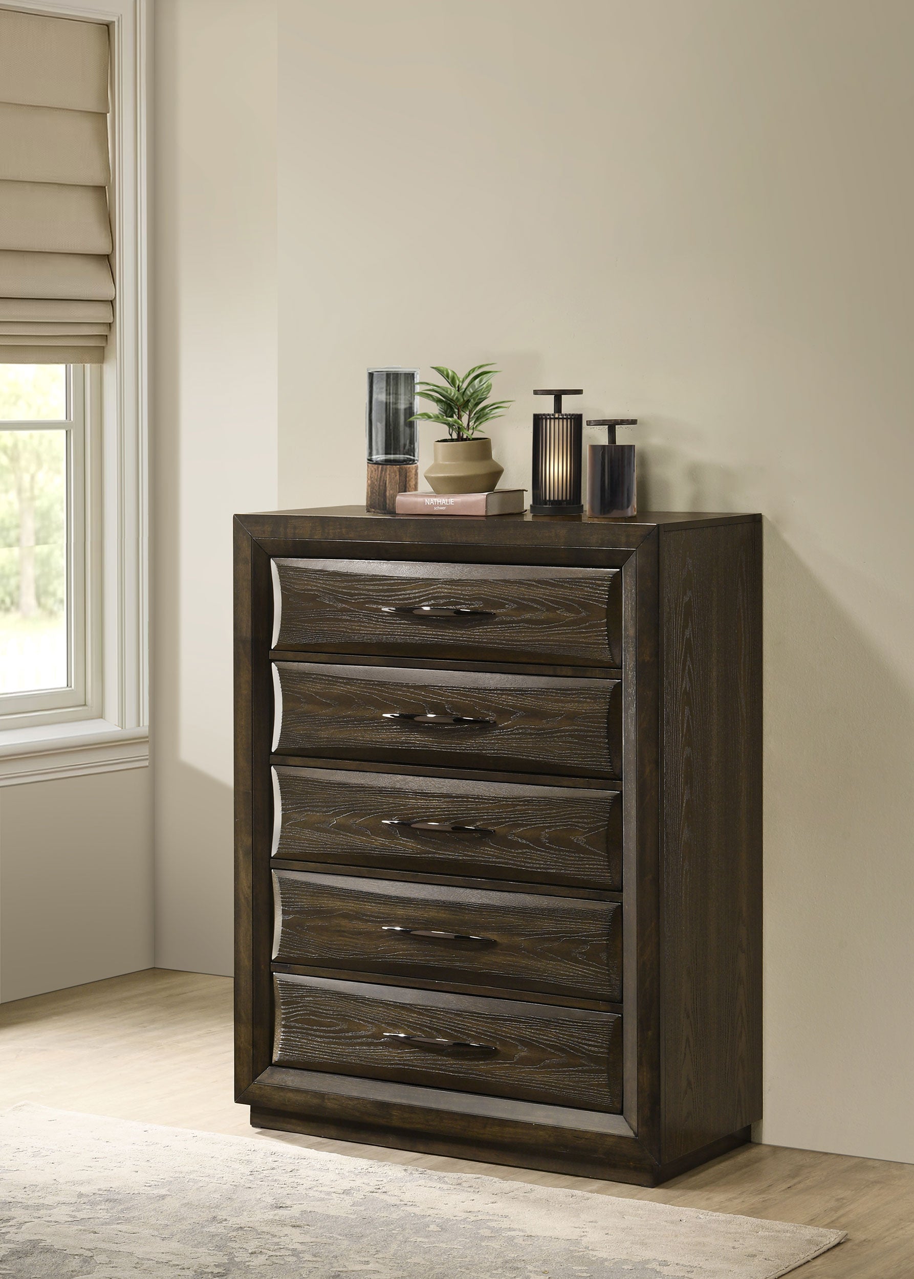Atlas 5-drawer Bedroom Chest of Drawers Dark Oak-