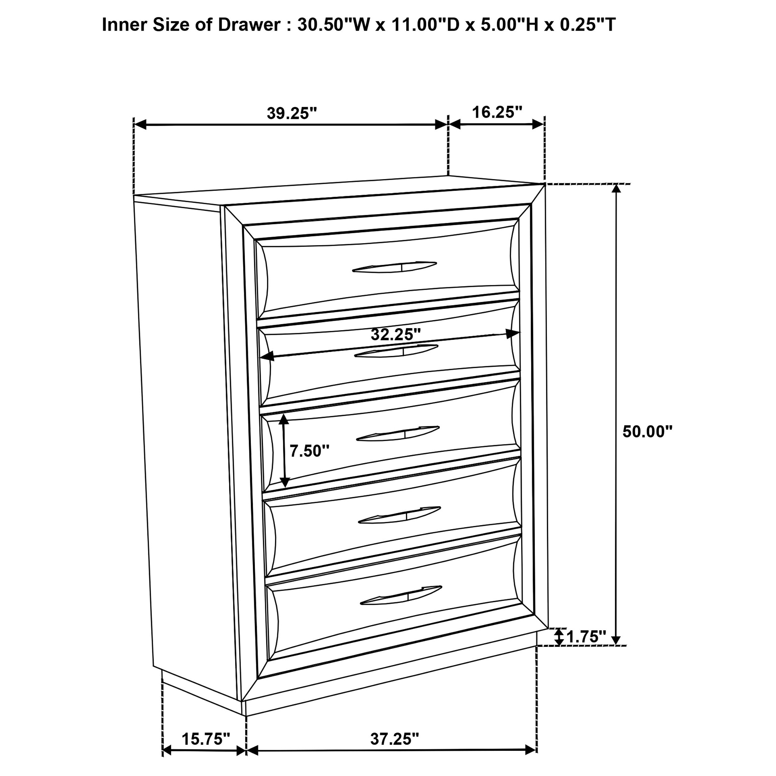 Atlas 5-drawer Bedroom Chest of Drawers Dark Oak-